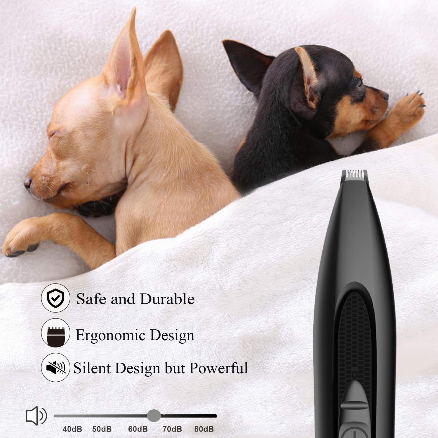Dog Clippers, Cordless Cat And Small Dogs Clipper, Low Noise Electric Pet Trimmer, Dog Grooming Clippers For Trimming Dog'S Hair Around Paws, Eyes, Ears, Face, Rump (Black)