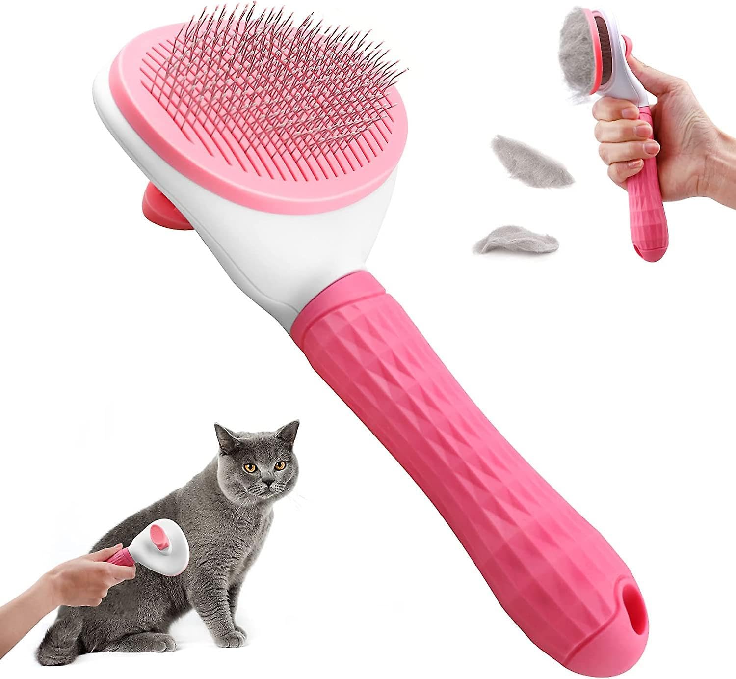 Self Cleaning Slicker Brush, Cat Brush with Release Button, Dog Shedding Brush for Grooming, Cat Comb Pet Massage Tool Suitable 