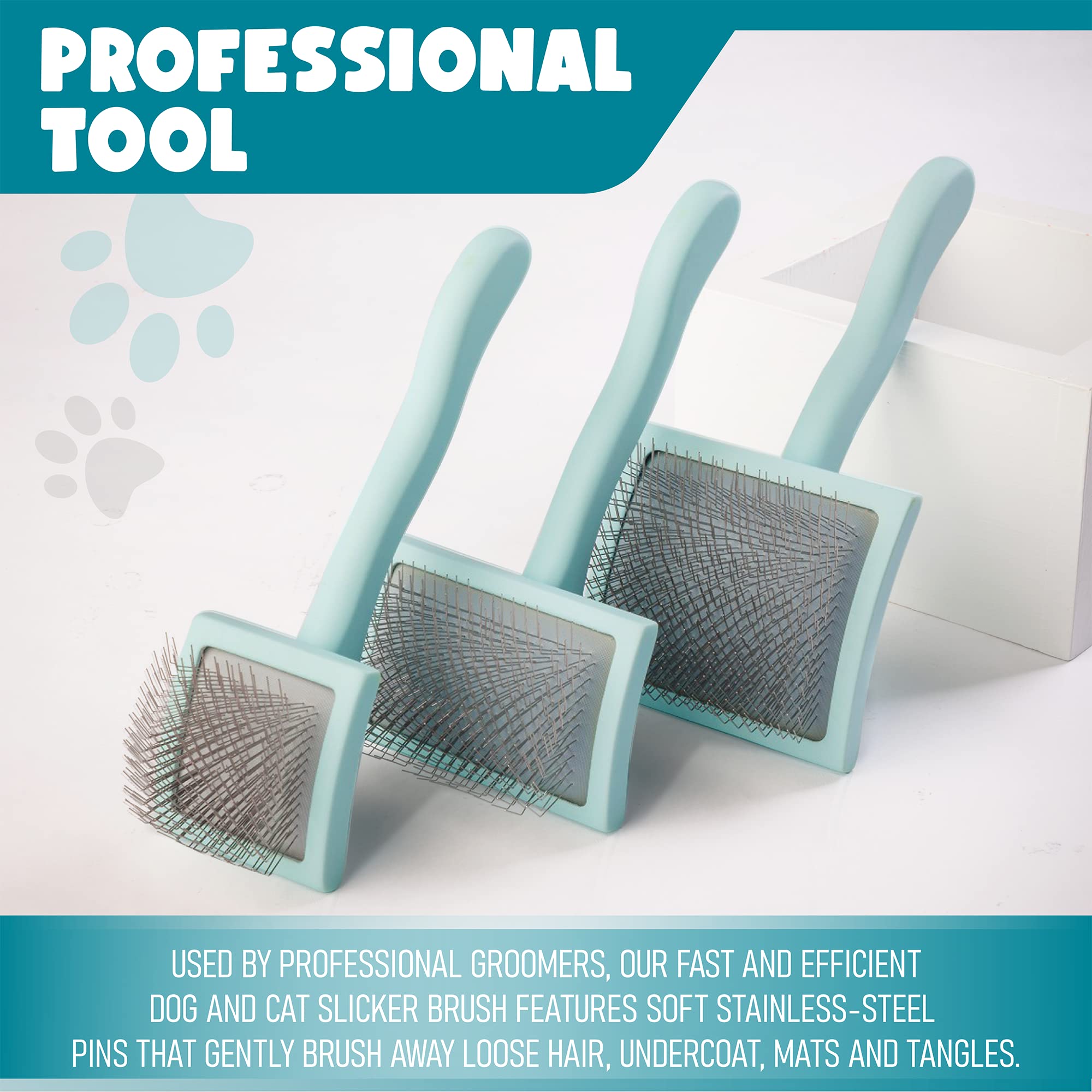 Pet Slicker Brush With Soft Massage Grooming Stainless Steel Pins - Slide This Universal Miracle Coat Slicker Brush For Dematting, Shedding Fur, And Undercoat - Ideal Gift For Professional Pet Groomer