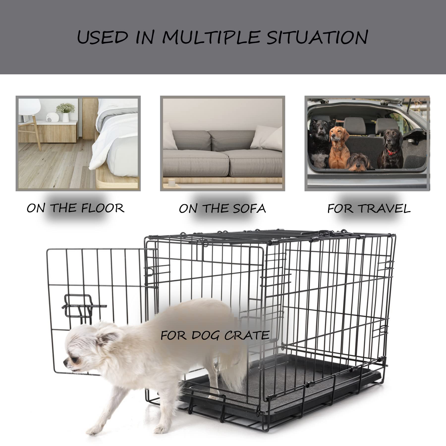 Washable Dog Bed Mat Reversible Dog Crate Pad Soft Fluffy Pet Kennel Beds Dog Sleeping Mattress For Large Jumbo Medium Small Dogs, 41 X 27 Inch, Gray