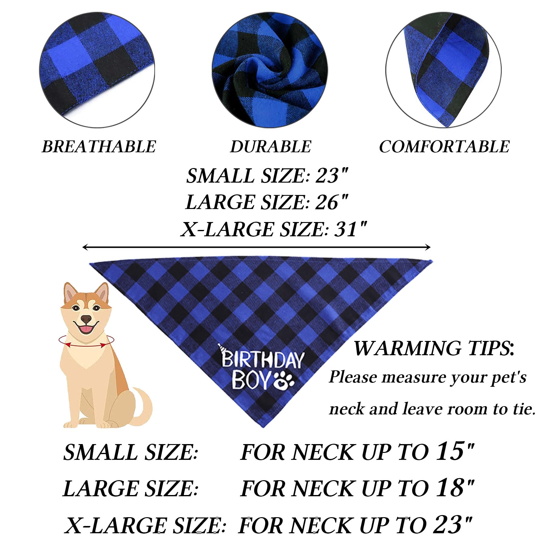 Stmk Dog Birthday Party Supplies, Multi Sizes Dog Birthday Hat With Numbers Bandana Bow Tie For Medium Large Dogs Pets (Large, B