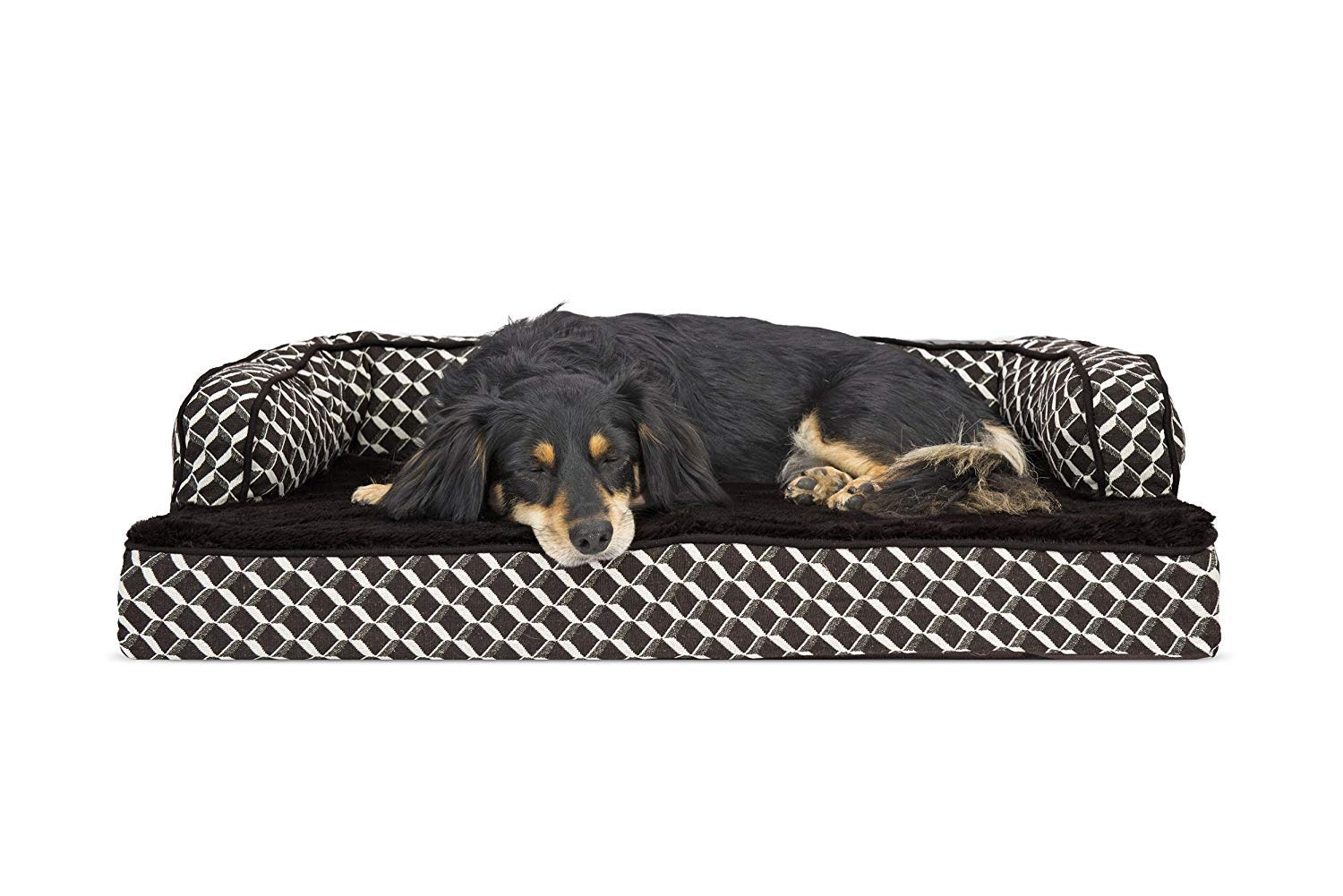 Furhaven Orthopedic Dog Bed for Medium/Small Dogs w/ Removable Bolsters & Washable Cover, For Dogs Up to 35 lbs - Plush & Woven 