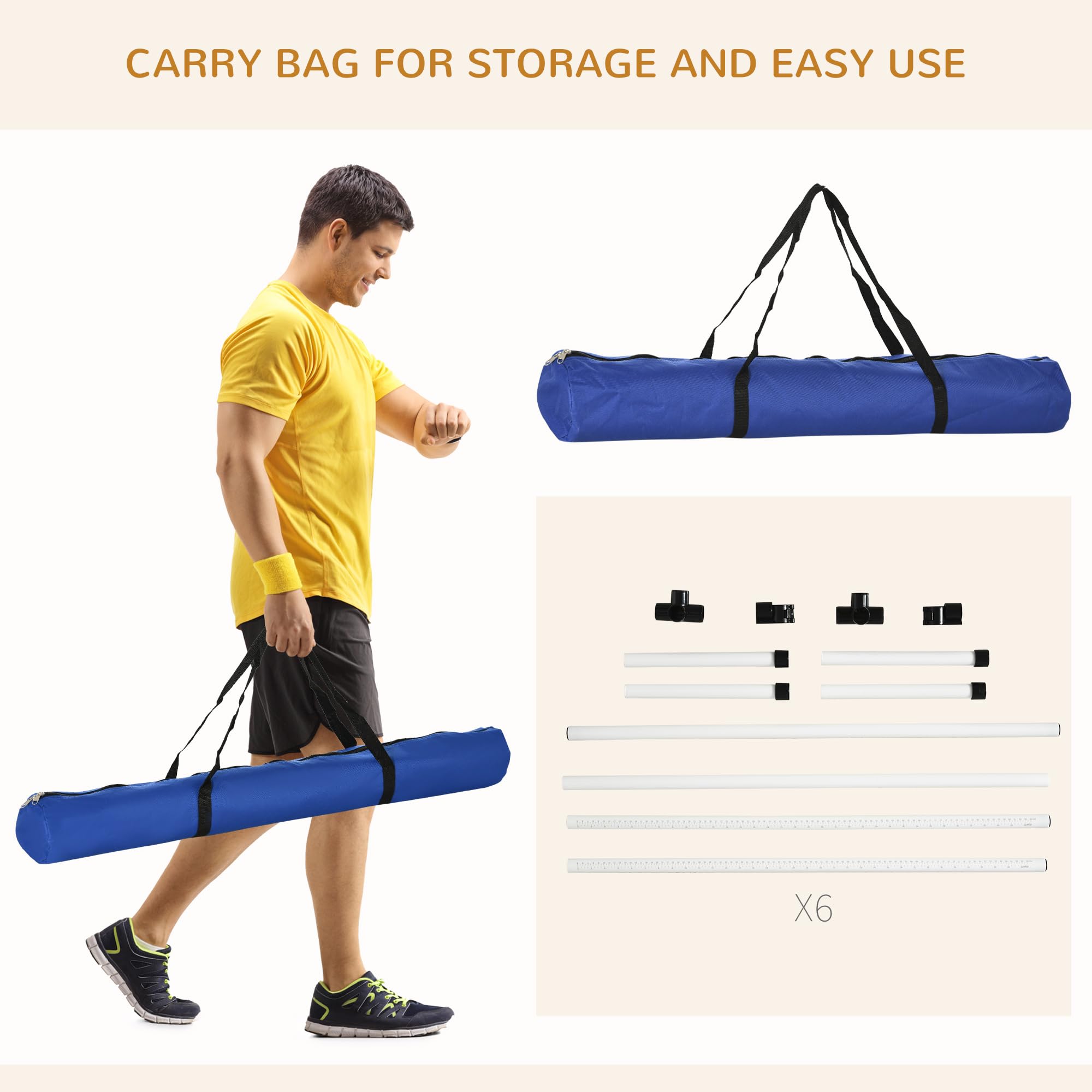 Pawhut 6 Piece Dog Agility Training Equipment For Dog Agility Course With Adjustable Height Jump Bars, Included Carry Bag, & Dis