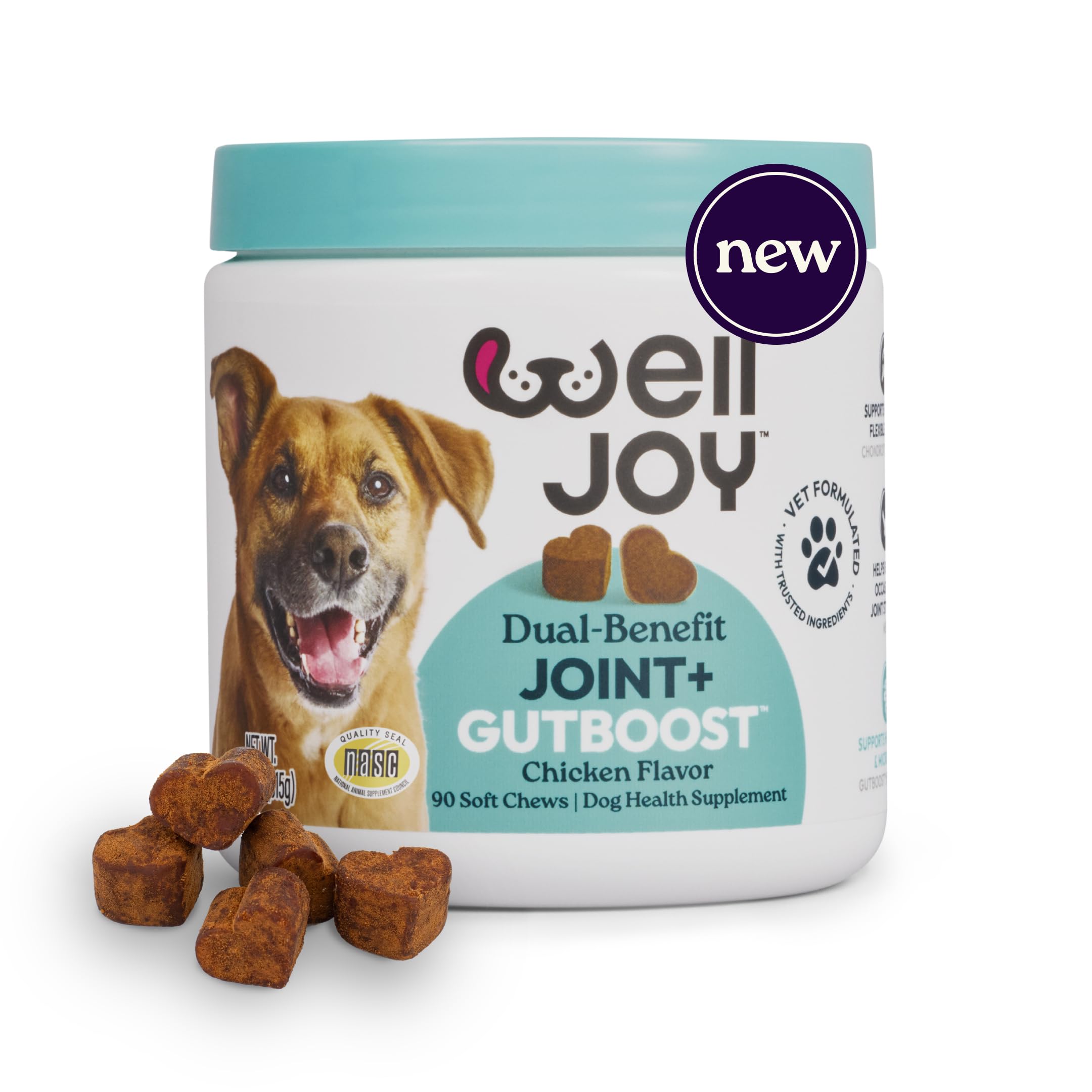 New! WellJoy Dog Supplement Joint+ GutBoost | Dog Health Supplement | Supports Healthy Flexible Joints | Dual-Benefit GutBoost F