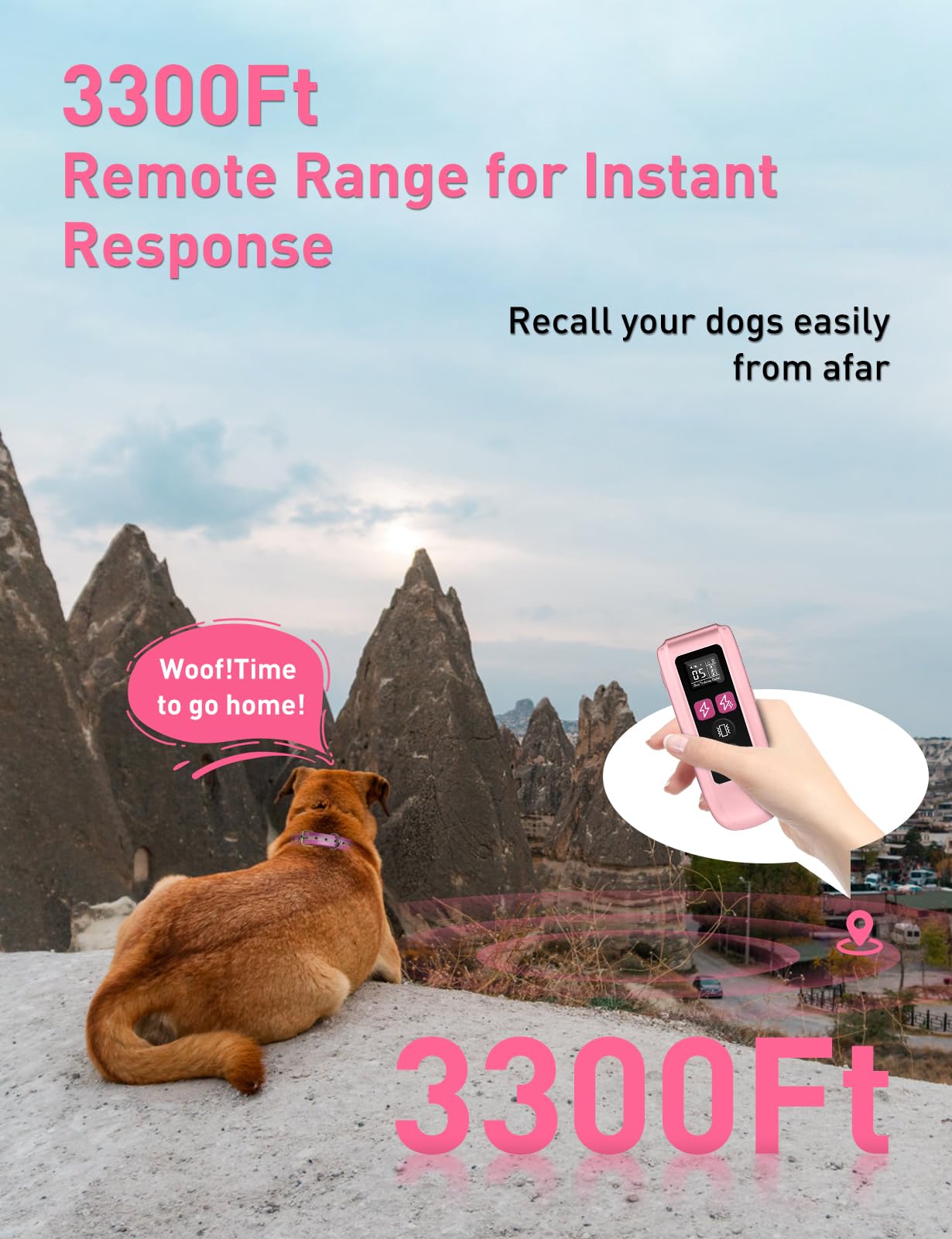 Dog Training Collar for 2 Dogs (10-120lbs), IPX7 Waterproof 4 in 1 Dog Correction Collar with Remote, 3300Ft Bark Collar With Re
