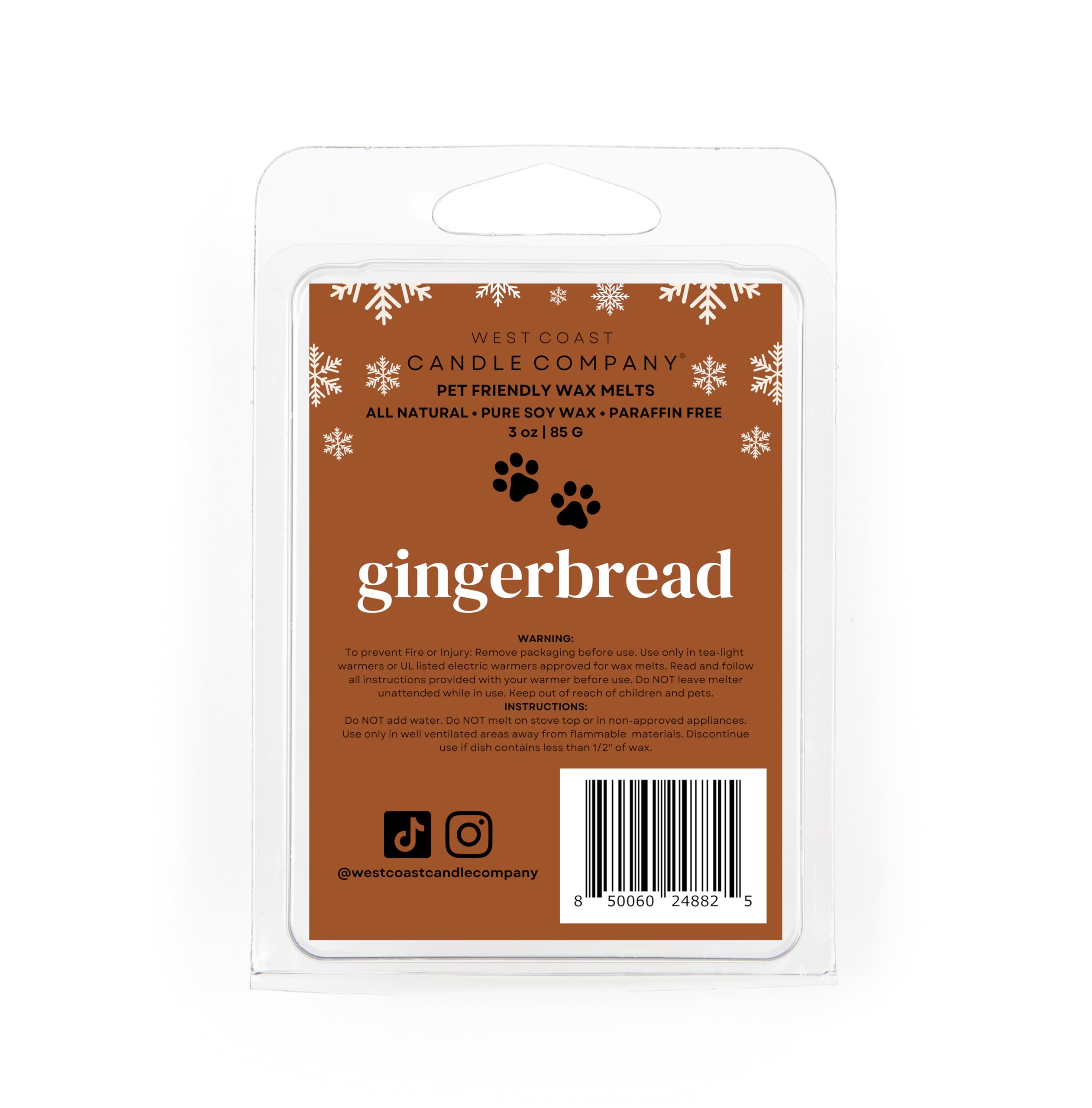Pure Soy Wax Melts | Pet & Dog Safe | Odor Eliminator (Gingerbread)