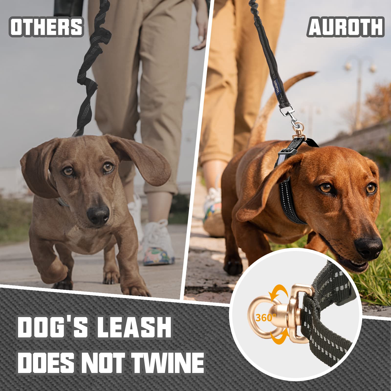 Auroth Dog Collar For Medium Large Dogs, Reflective Dog Collar, Soft Nylon Adjustable Dog Collars With Heavy Duty Metal D Ring Tangle Free (Medium:12'-19.6', Black)