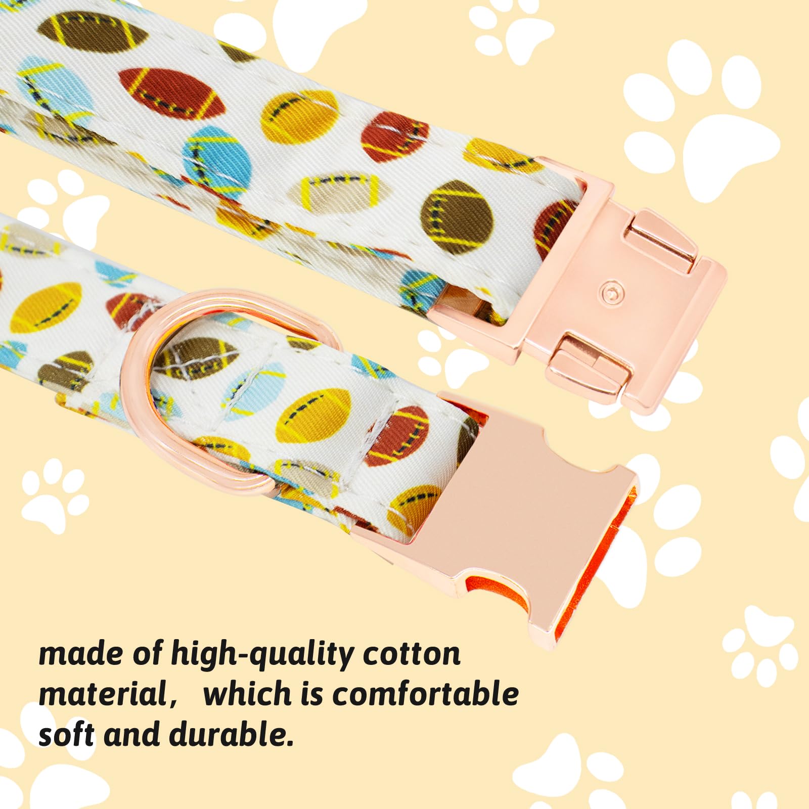 HSIGIO Dog Collar and Leash Set Girls Adjustable Puppy Collars with Floral Bow Tie for Small Medium Large Female Dogs, Rugby, XS