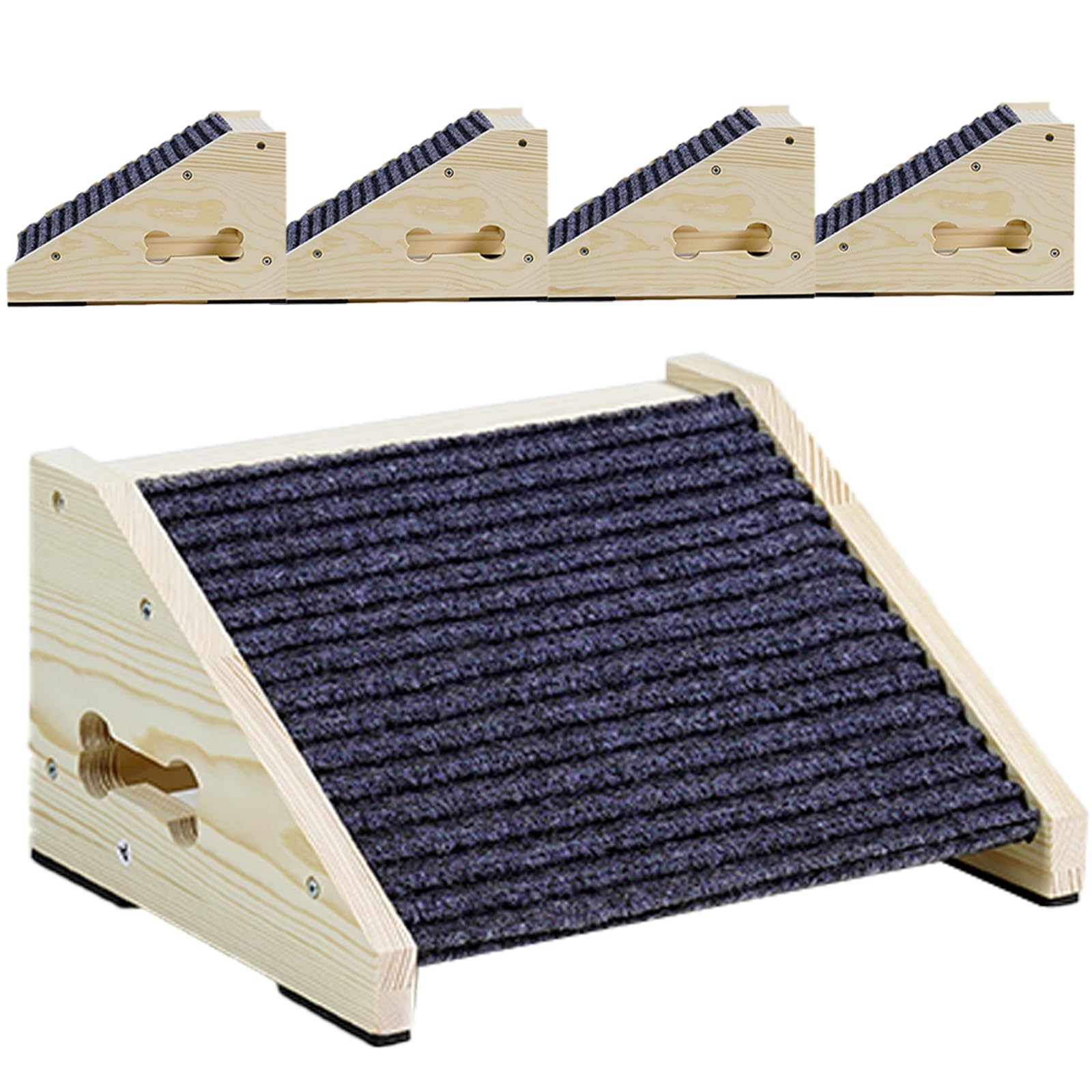 Dog Ramps For Stairs, Wooden Pet Ramp Stairs For Small Medium Large Dogs, Non-Slip Dog Pet Steps For Any Staircase, Stair Ramp F