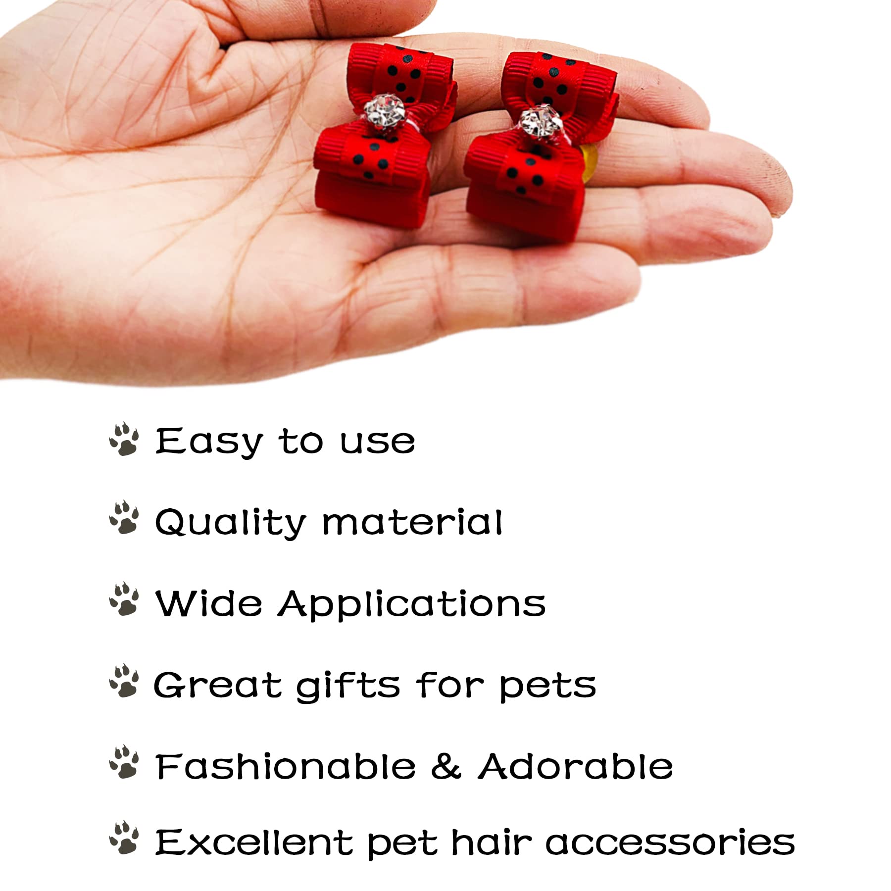 Pet Show Mixed Styles Pet Cat Puppy Topknot Small Dog Hair Bows With Rubber Bands Grooming Accessories Red Pack Of 20