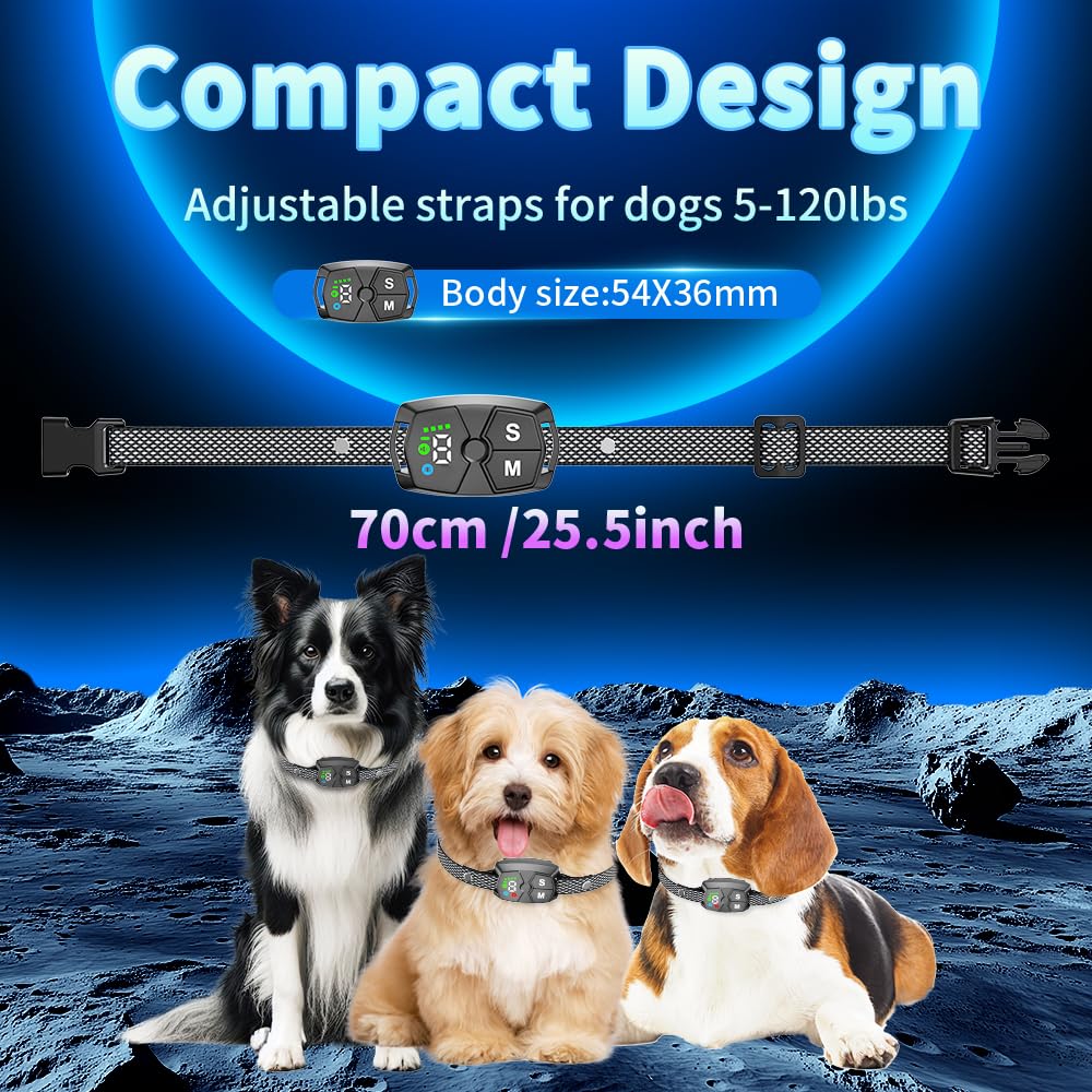 Bark Collar, JeaTone Dog Bark Collar for Small Dogs 5-15lbs, Anti-Bark Collar for Medium Dogs with Beep, Vibration & 7 Adjustabl