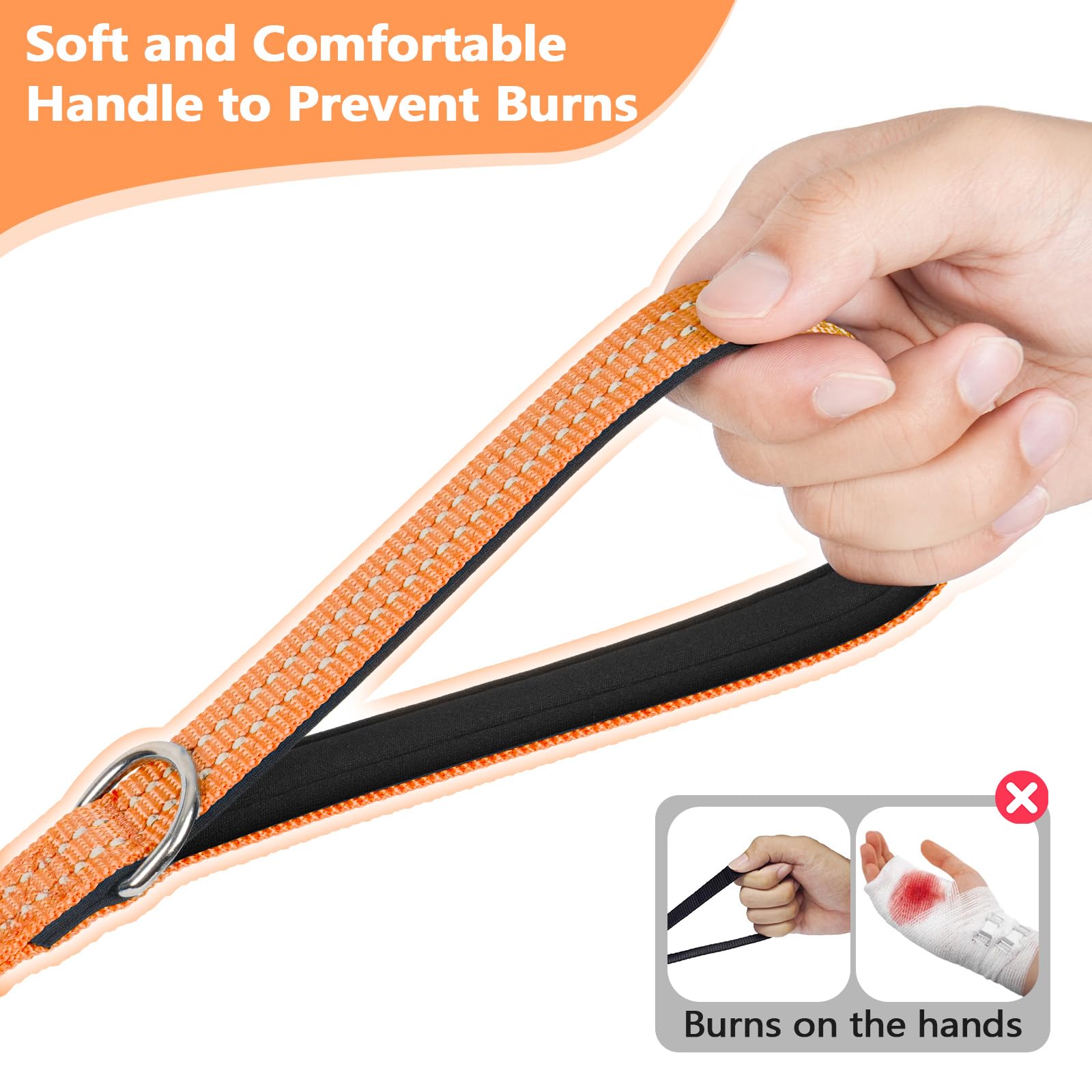 Xiaz 20 Feet Dog Training Leash, Nylon, Orange, Reflective, Padded Handle, 550 Lbs Bearing, Lightweight Suitable For Small, Medi