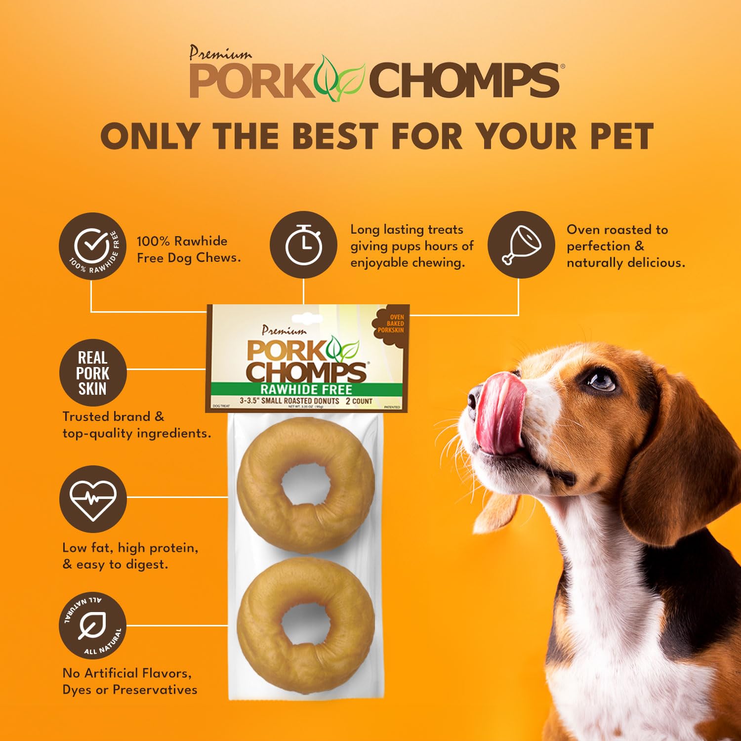 Pork Chomps Roasted Donuts 3 Dog Treat