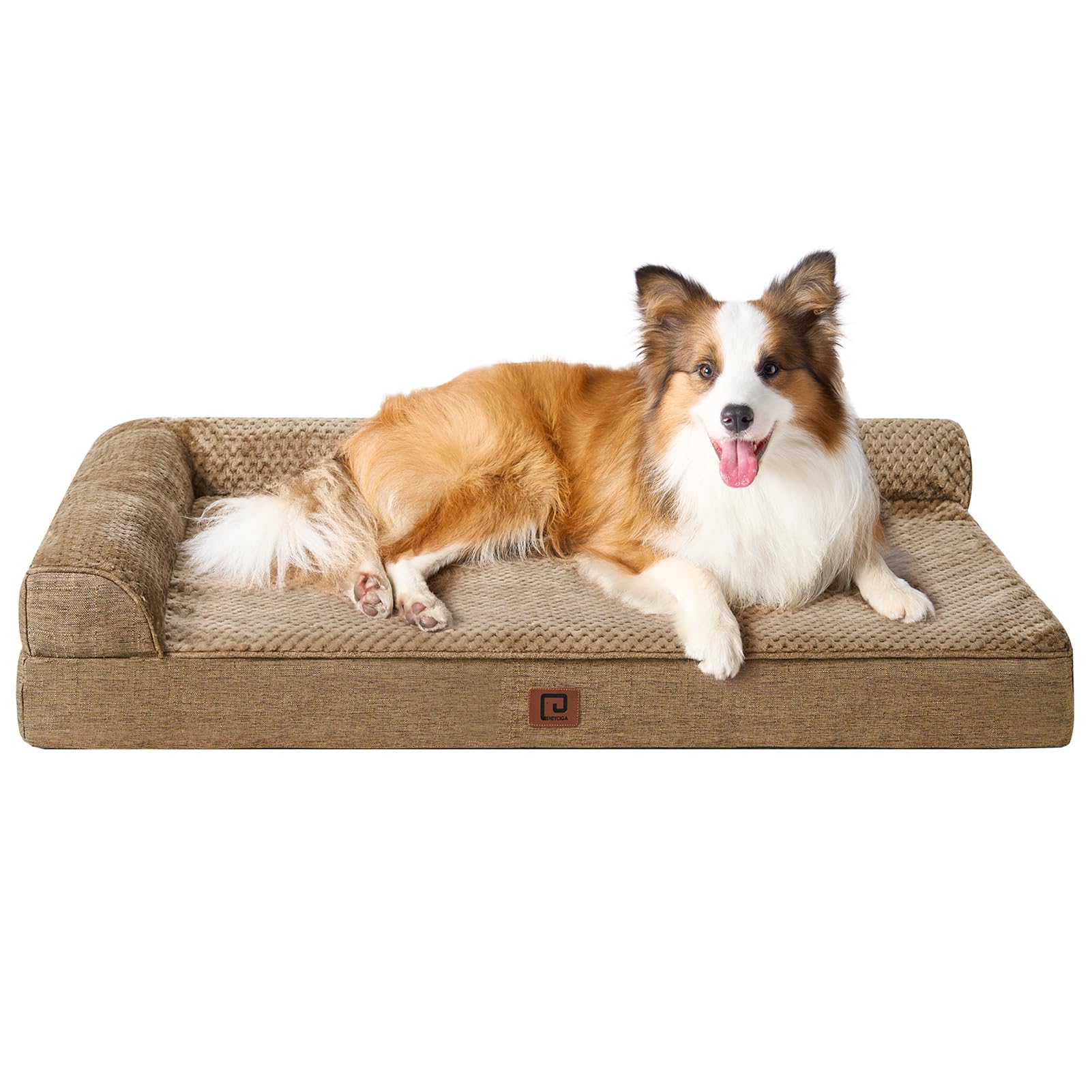 Eheyciga Memory Foam Orthopedic Dog Beds Large Sized Dog, Washable Dog Bed With Waterproof Lining Removable Cover, Big Dog Bed Sofa With Nonskid Bottom Pet Couch Bed, 41X27 Inches, Camel