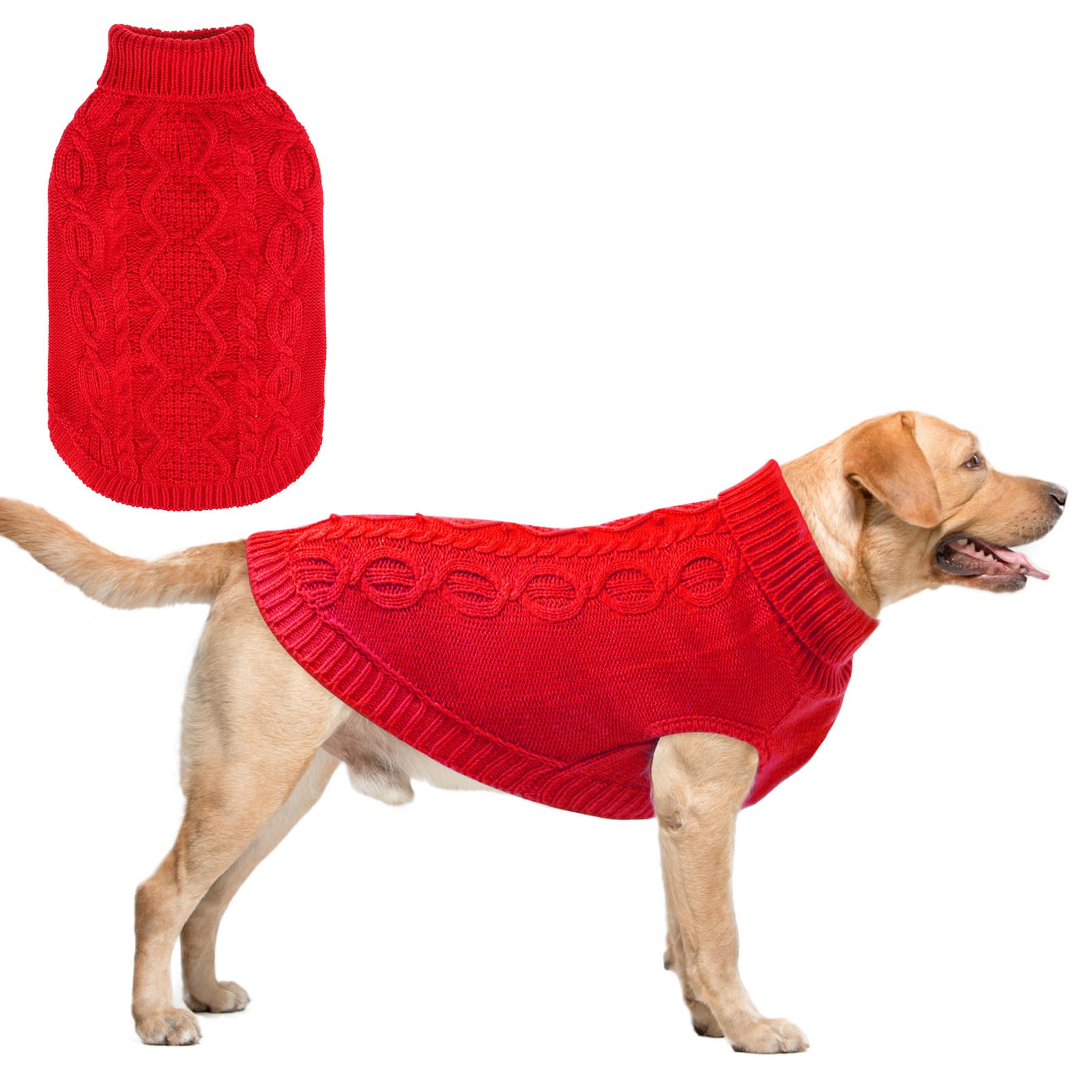 Scenereal Knitted Dog Sweater For Large Medium Small Dogs, Cat Dog Winter Coat Warm Sweatershirts Outfits, Classic Pet Clothes W