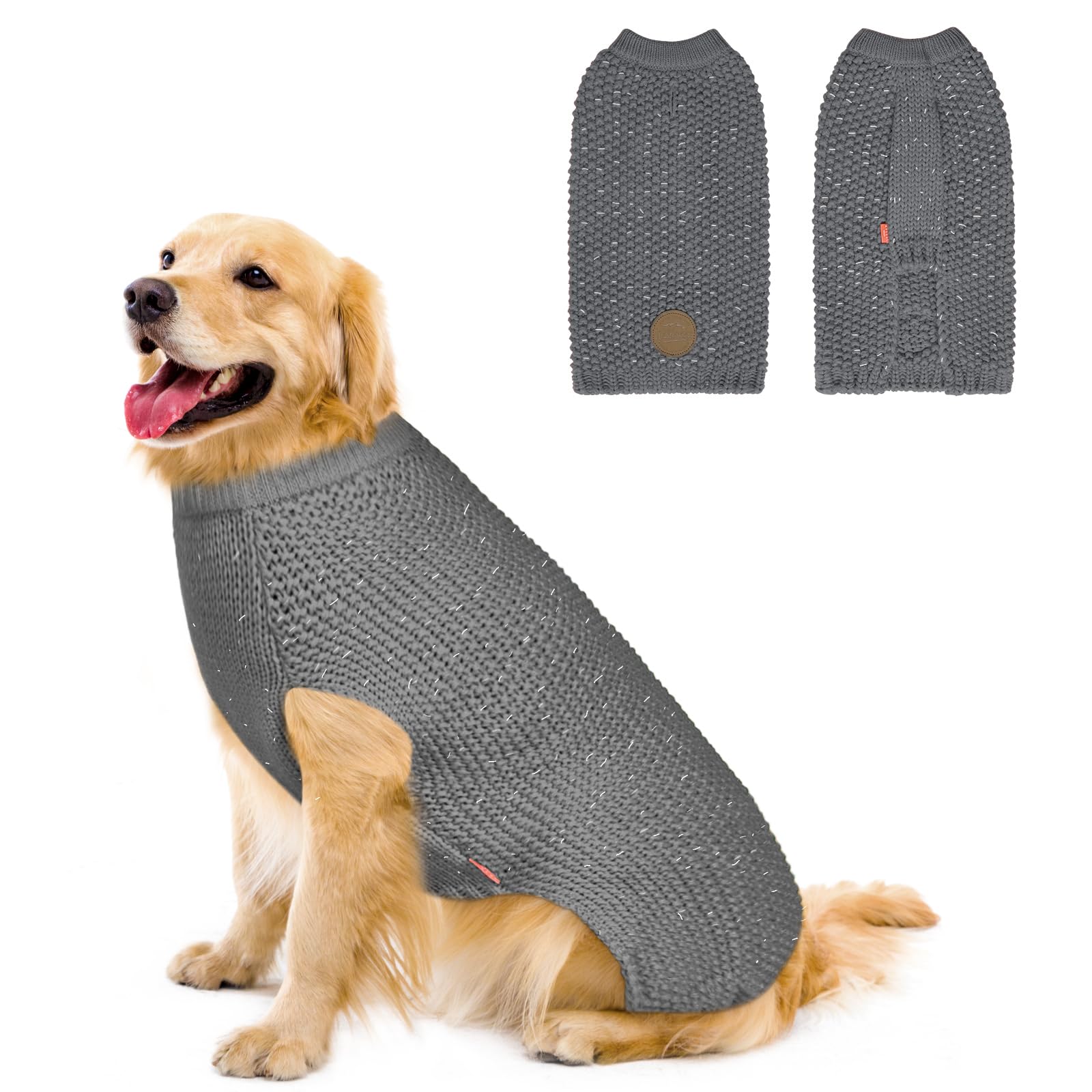 Kyeese Dog Sweater Stretchy Dogs Clothes Medium Pet Sweater With Reflective Yarn Comfy Pet Coats Pullover Dog Sweater For Medium