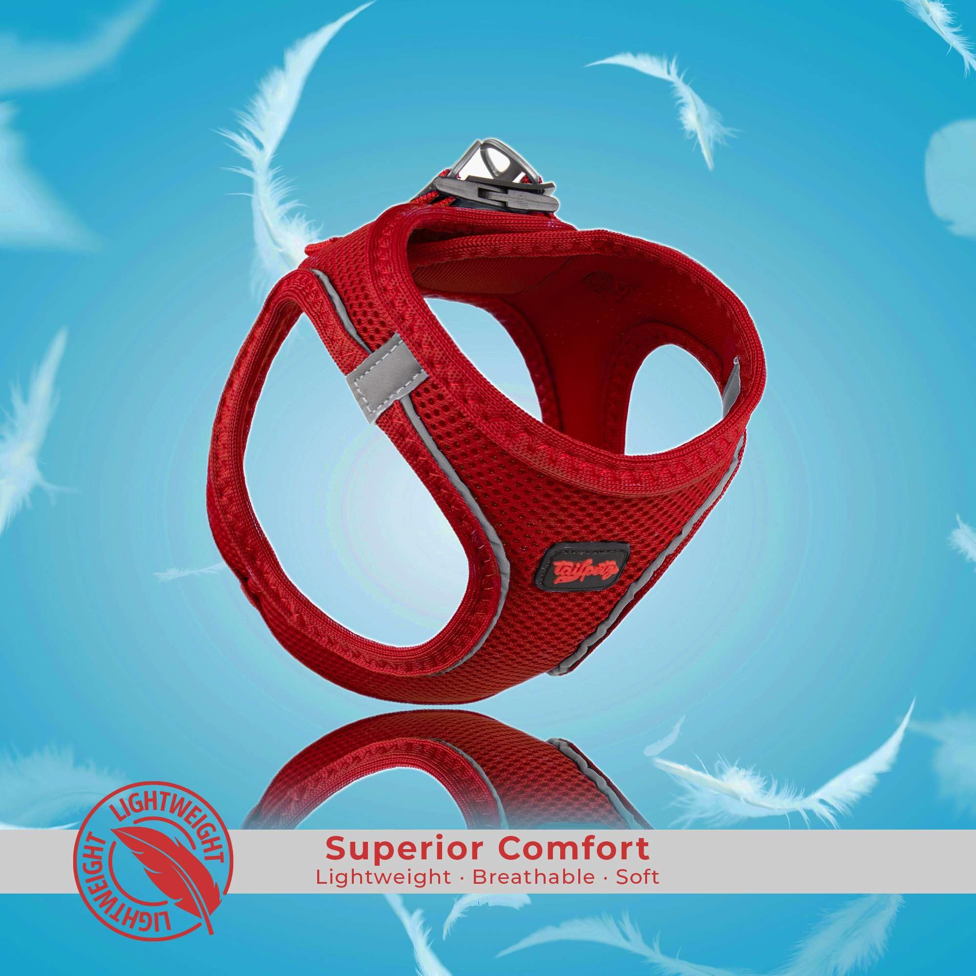 Tailpetz Red Dog Harness Medium Sized Dog, Adjustable No Pull Step in Harness Medium Size Dog, Reflective Puppy Harness for Pupp