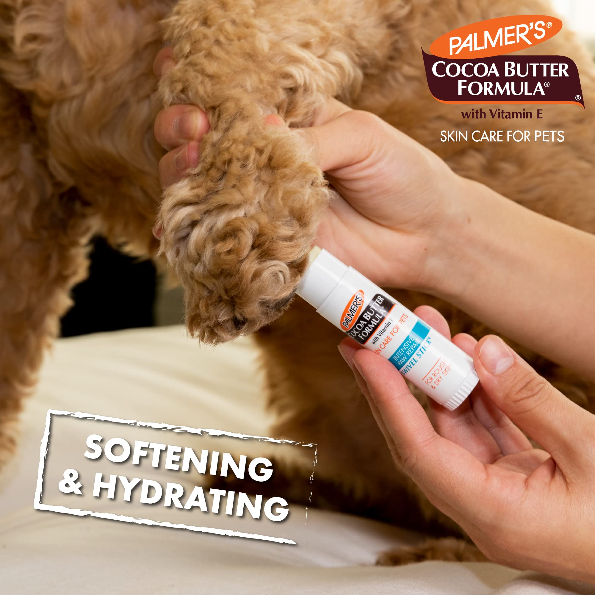 Palmer'S For Pets Cocoa Butter Fragrance Free Intensive Paw Repair Swivel Stick For Dogs | Cocoa Butter Paw Balm With Vitamin E, Peppermint Oil And Shea Butter For Rough & Dry Pads -0.5 Oz (Ff15588)