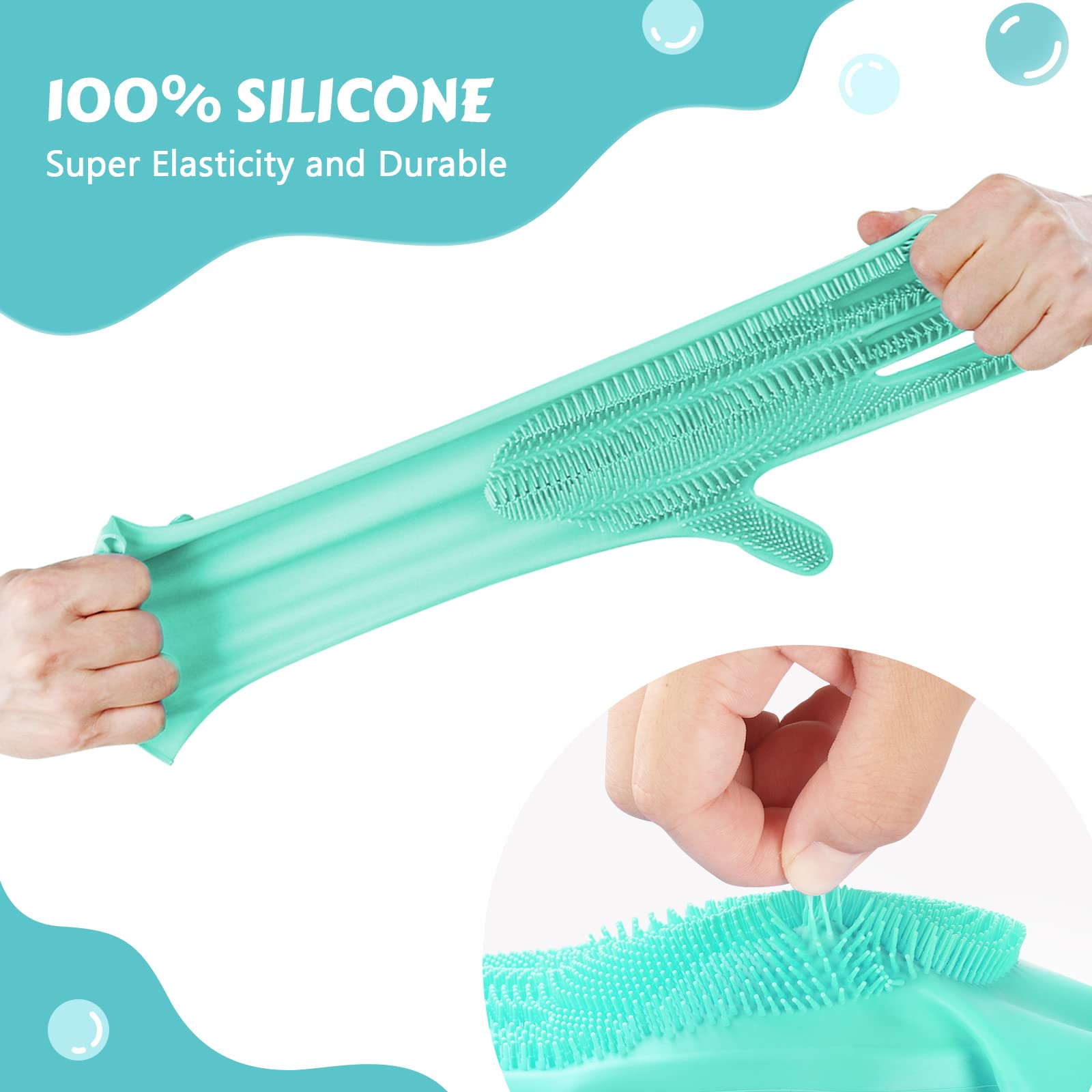 Pecute Pet Grooming Gloves, Heat Resistant Cat Bathing Gloves With High-Density Teeth, Silicone Dog Bathing Gloves With Enhanced Five Finger Design, Bathing And Massaging For Dogs And Cats