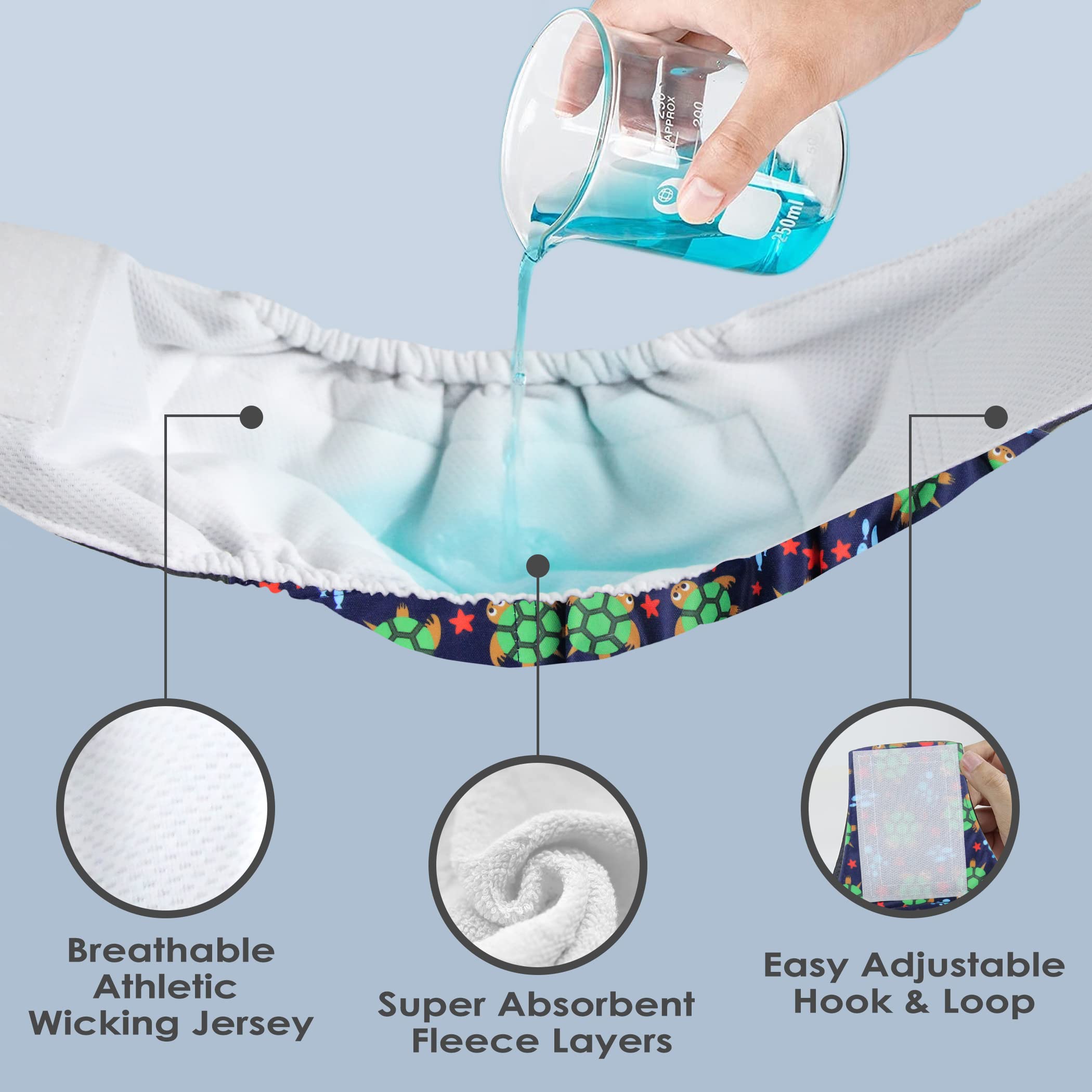 Wegreeco Washable Dog Diapers - Washable Male Dog Belly Wrap - Pack Of 3 (Turtle, X-Large)
