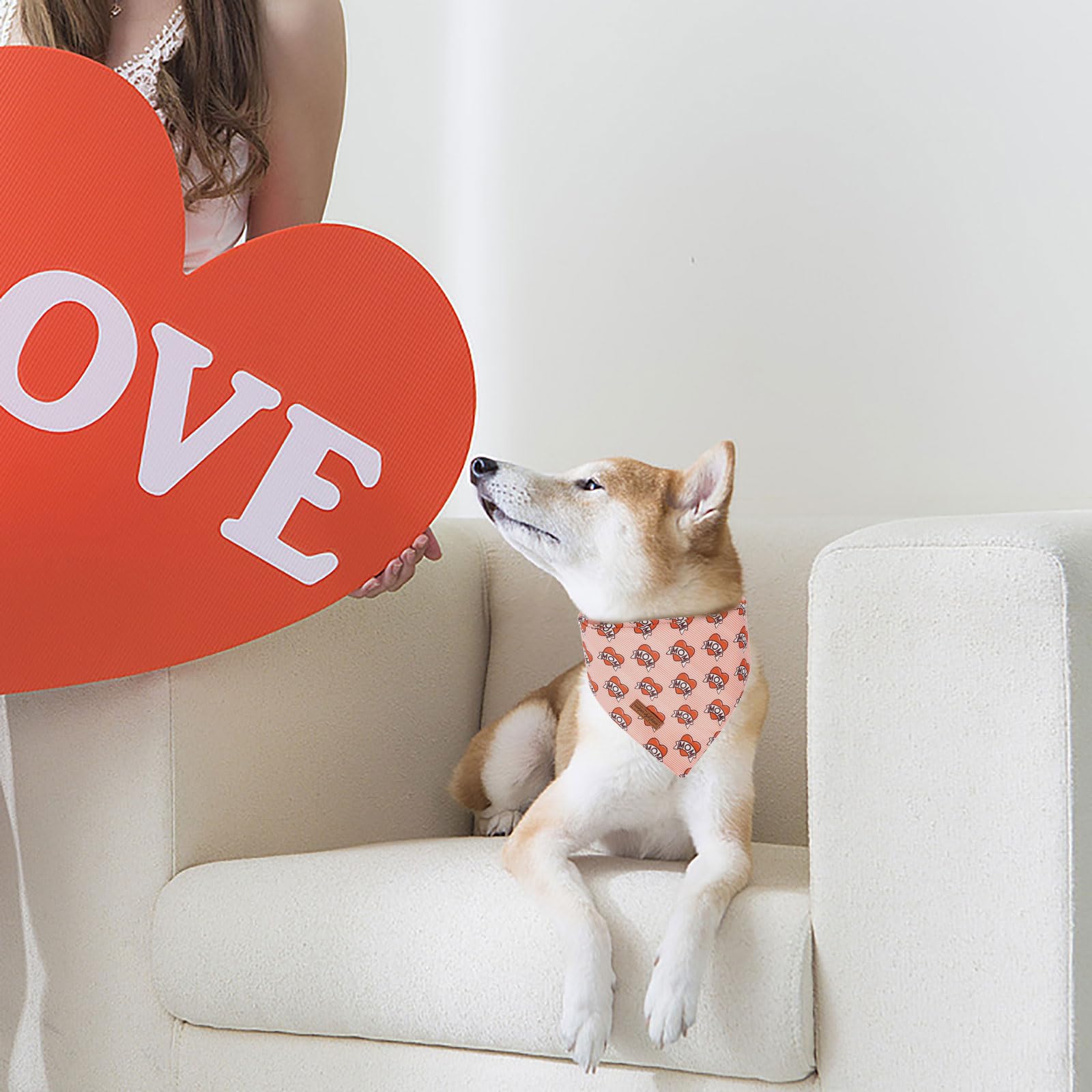 Unique Style Paws Dog Valentine'S Day Bandanas 2Pcs Washable Cotton Triangle Love Heart Dog Scarfs For Small Medium Large Dogs A