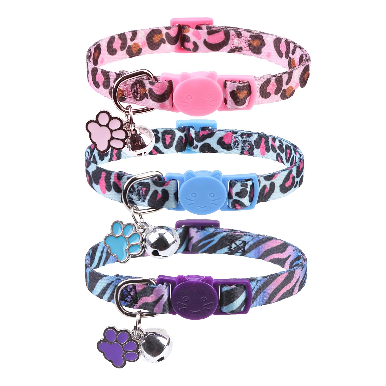 Scenereal Breakaway Cat Collar With Bells, Safety Buckle Soft Adjustable Cute Cats Collars For Summer, Kitten Puppy Personalised