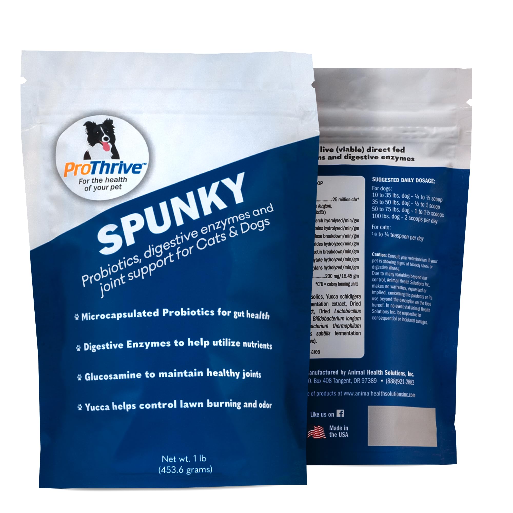 ProThrive Spunky Digestive Supplement - Probiotics, Digestive Enzymes, Joint Support for Cats and Dogs | Gut Health | Pet Probio