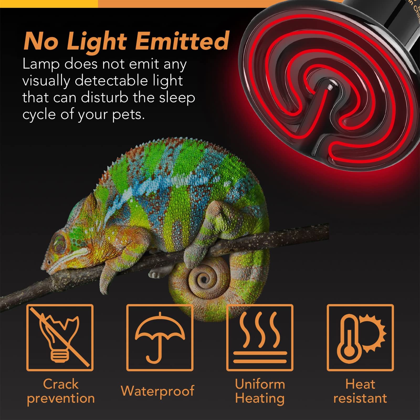 Simple Deluxe 25W Ceramic Heat Emitter Reptile Heat Lamp Bulb No Light Emitting Brooder Coop Heater for Amphibian Pet & Incubati