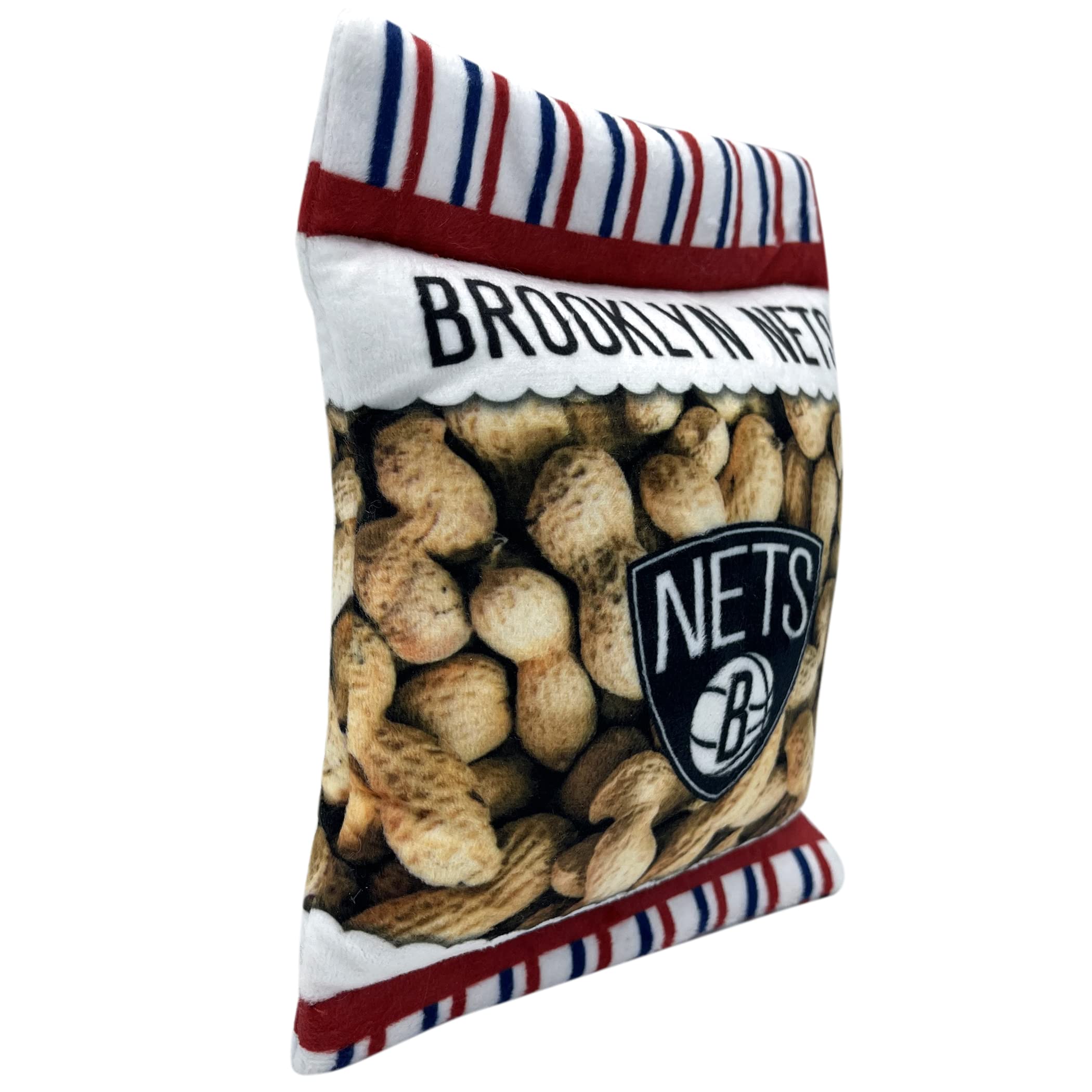 Pets First Nba Brooklyn Nets Crinkle Fine Plush Dog & Cat Squeak Toy - Cutest Stadium Peanuts Snack Plush Toy For Dogs & Cats Wi