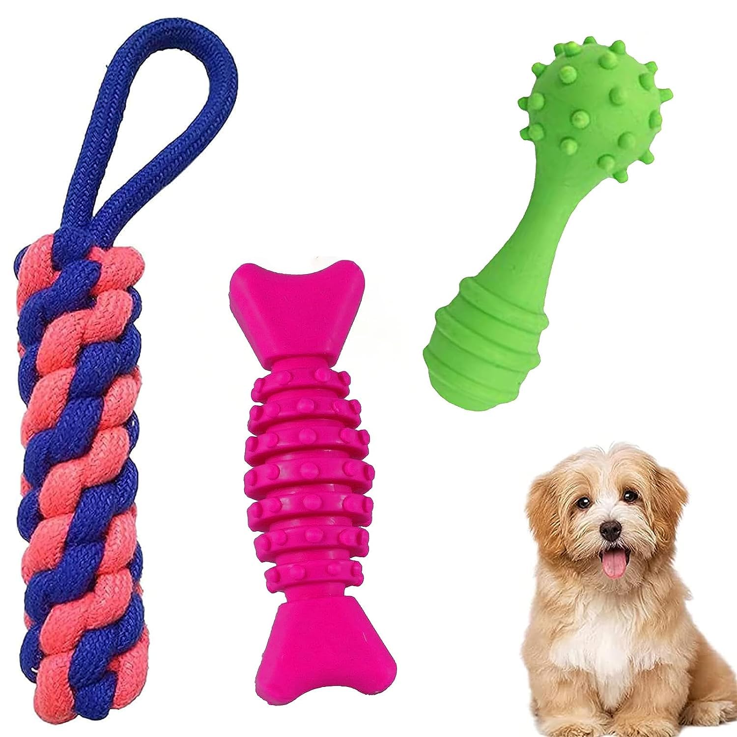Cature Care By Nature Puppies Teething Chew Toys For Boredom,Pet Dog Chew Toys With Rope Toys,Dog Squeaky Toy For Puppy And Smal