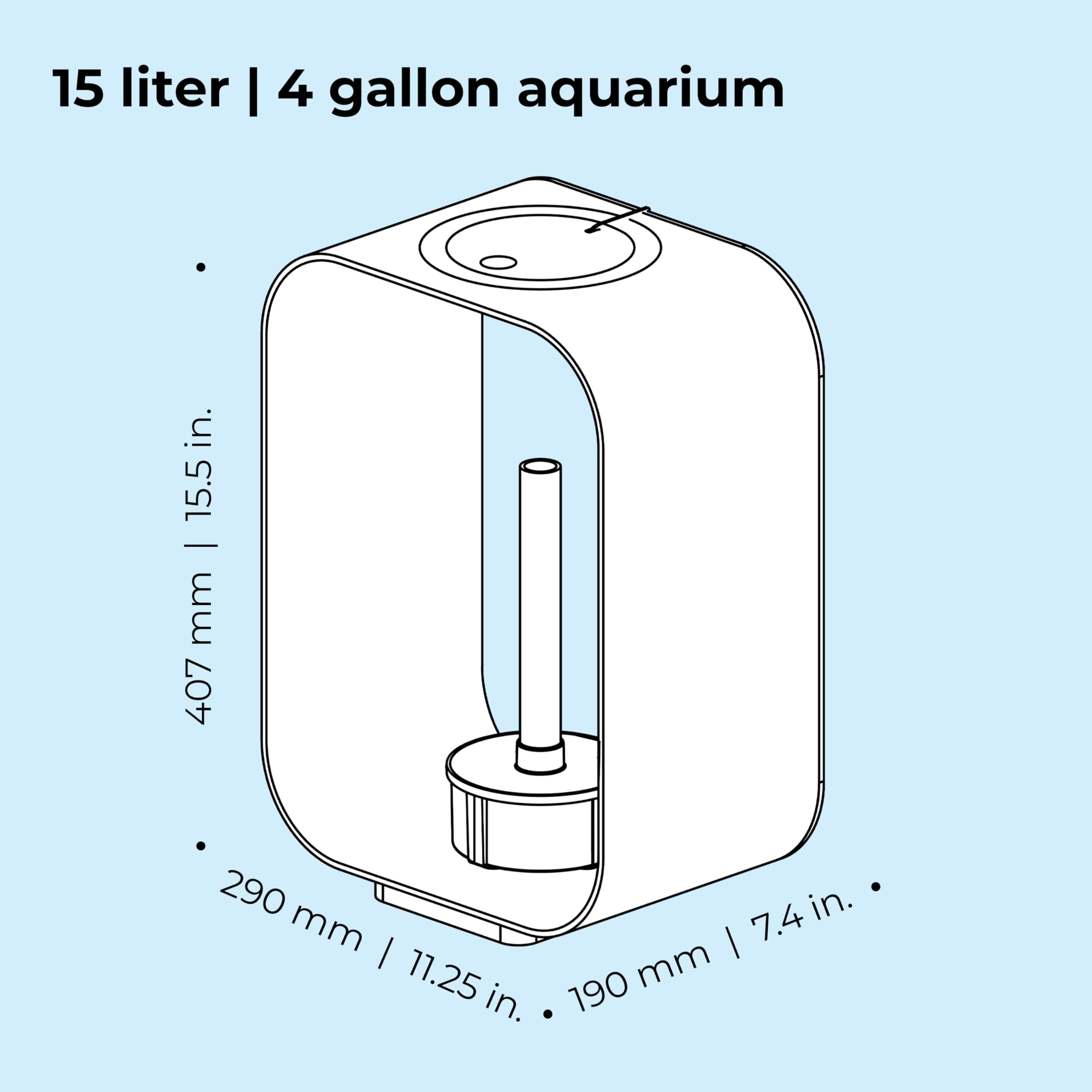 biOrb Life 15 Acrylic 4-Gallon Aquarium with Multi-Color Remote-Controlled LED Lights Modern Compact Tank for Tabletop or Deskto