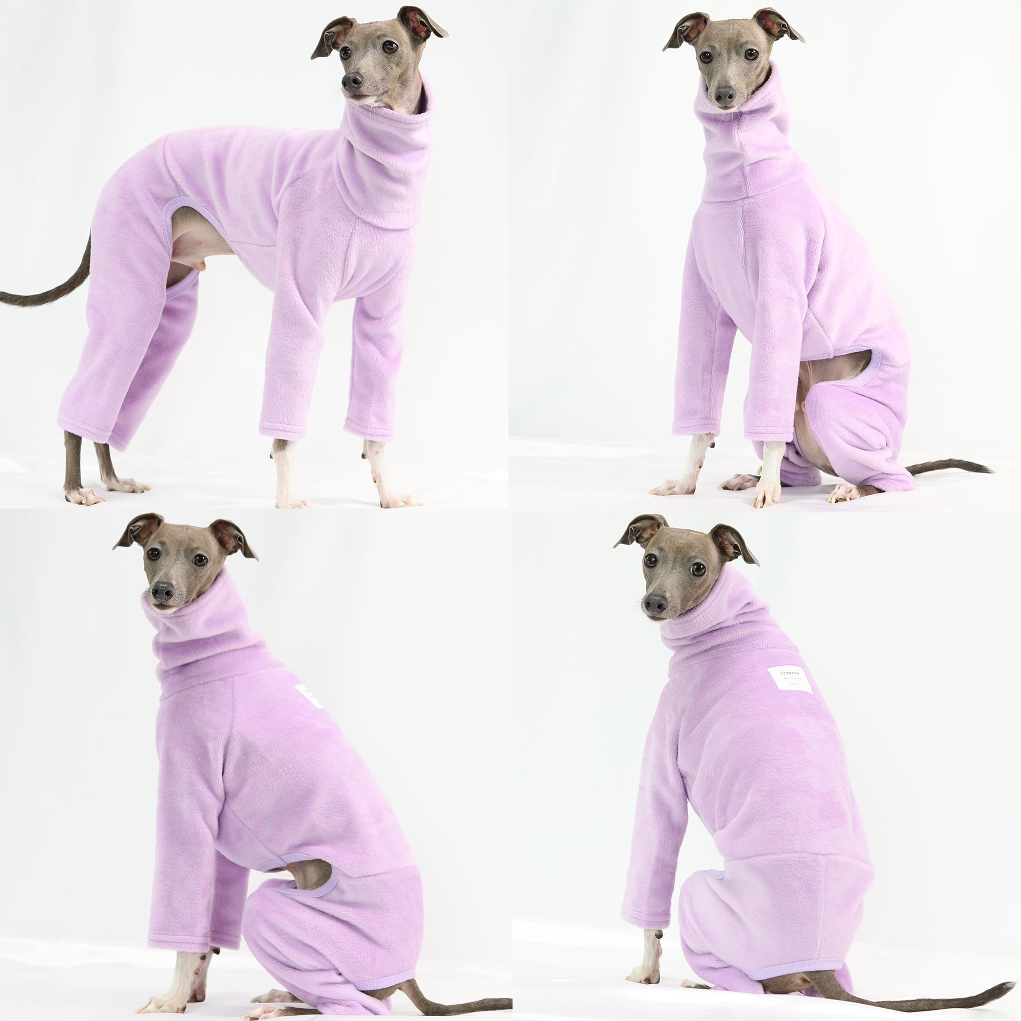 D Doggy Star Italian Greyhound Clothes Sweater Fleece Basic Onesie Whippet For Dog Turtleneck Outfits Coat (2Xl,Flce Purple)