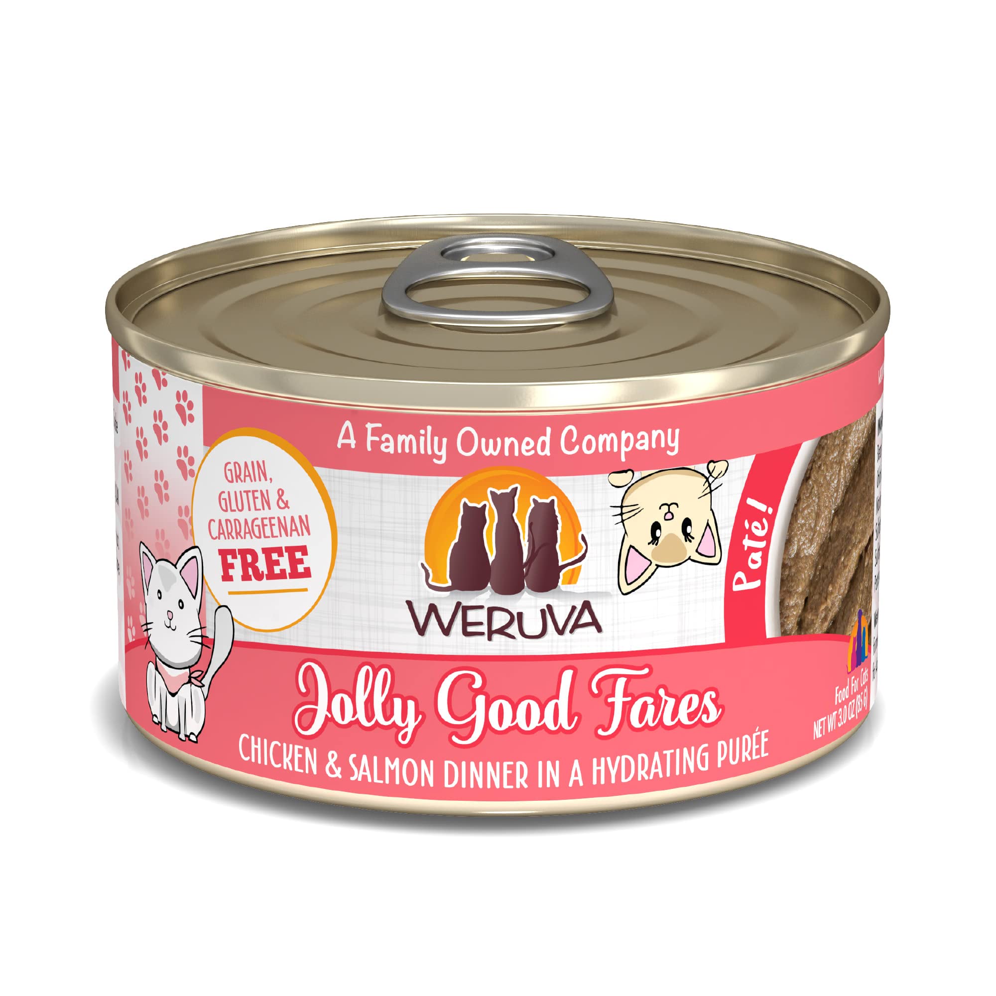 Weruva Wet Cat Food, Jolly Good Fares with Chicken and Salmon Pate, 3oz Can, Pack of 12