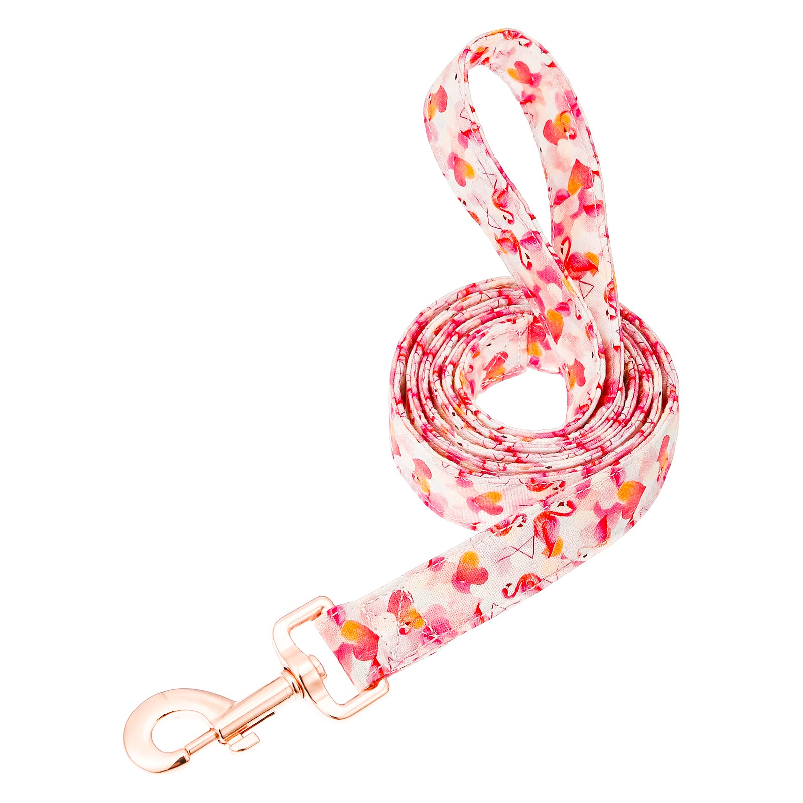 Tunkoo Pink Flamingo Heart Dog Leash - Stylish, Safe, Comfortable For Small Medium Large Dogs Pets Daily Walking L