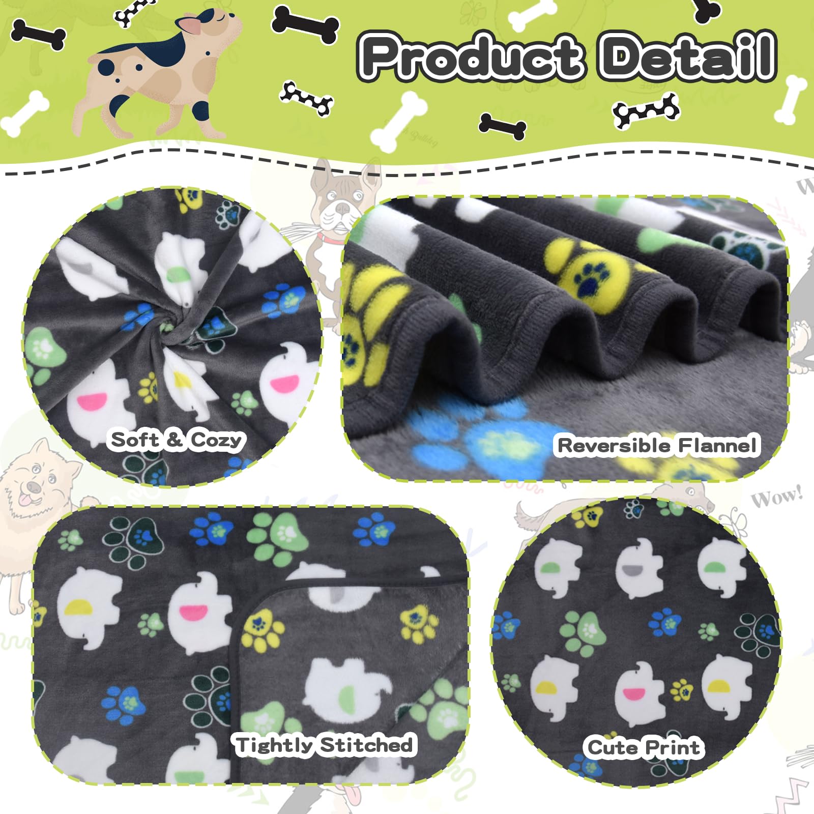 Dog Blankets For Dogs, 3 Pack Large Blanket Medium Blanket Dog Cat Soft Fuzzy Blankets Washable,Comfort Flannel,Fuzzy Soft Blank