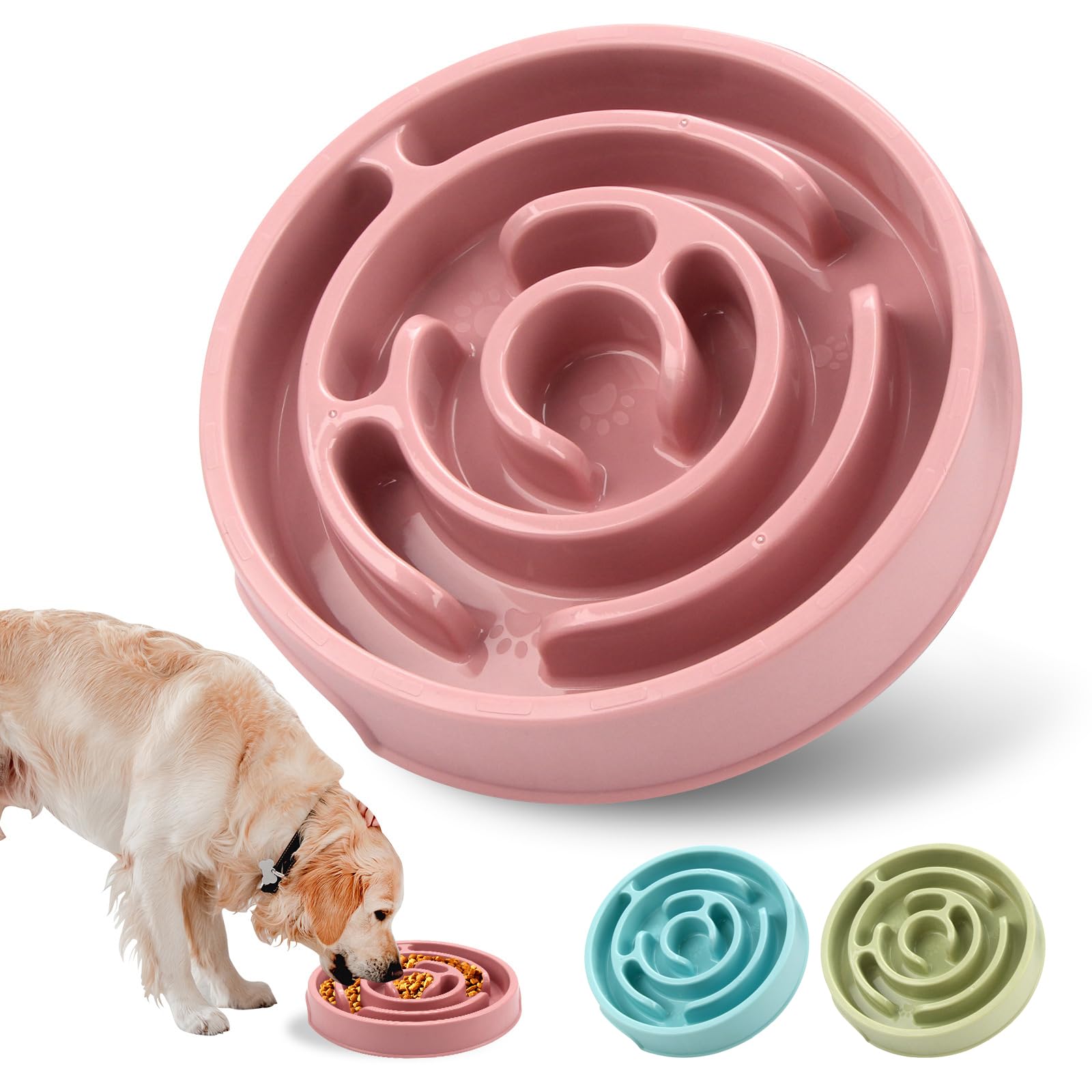 Slow Feeder Dog Bowls, Puzzle Dog Bowl with Anti-Slip, Slow Feeder & Non-Slip Design, Boredom and Anxiety Reducer, Suitable for 