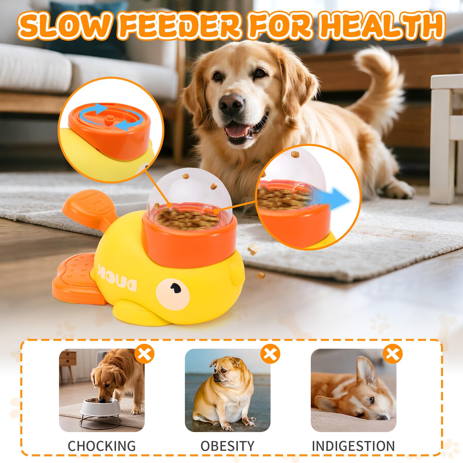 VOXGET Interactive Treat Dispenser Dog Toy, Duck Puzzle Treat Toy for Small Large Smart Cats Dogs IQ Training and Mental Stimula