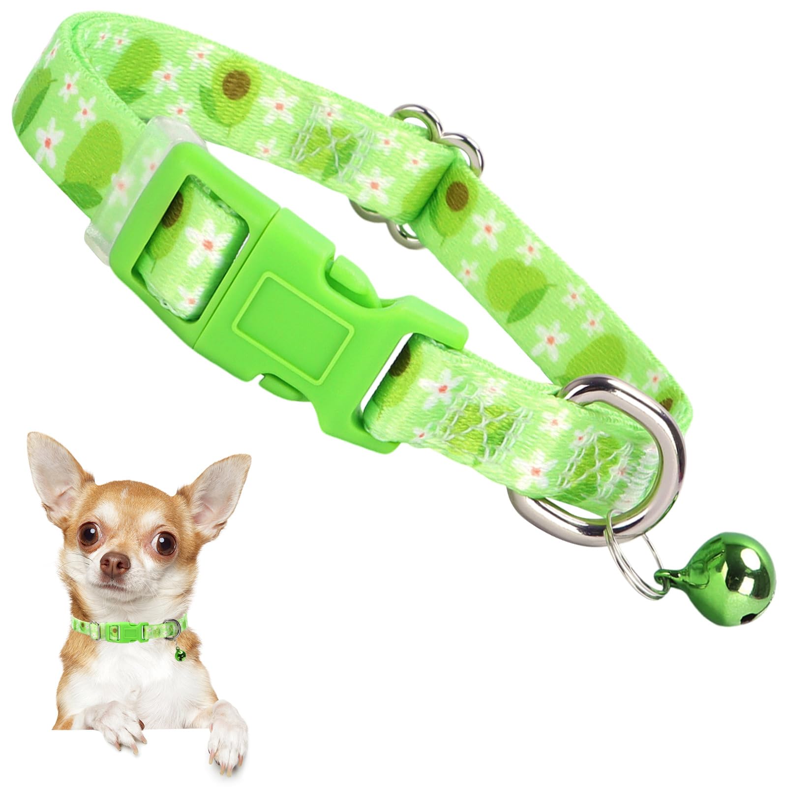 Xs Dog Collar With Bell- Durable Nylon Collar For Small Breeds,Adjustable Cute Fruit Pattern Collar For Chihuahua Pomeranian Yor