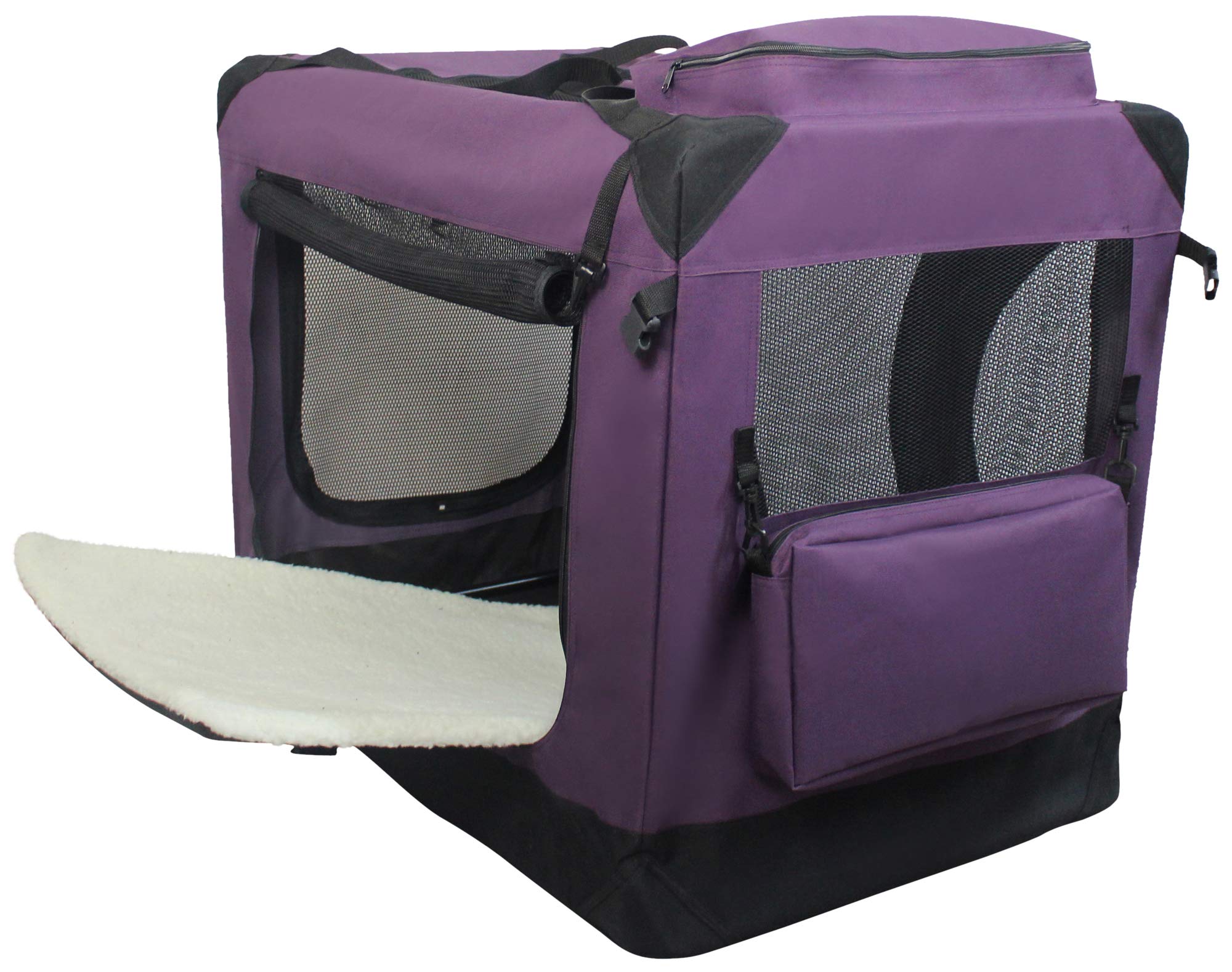 Elitefield 3-Door Folding Soft Dog Crate With Carrying Bag And Fleece Bed (2 Year Warranty), Indoor & Outdoor Pet Home (36'' L X