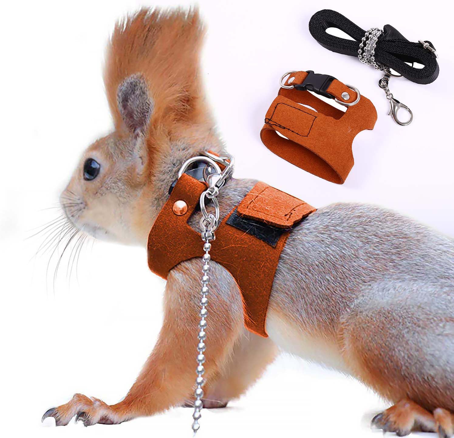 Squirrel Traction Rope Strap AntiBiting Chain Rope, Adjustable Vest, Small Animal Walking Harness with Lead Leash, Hamster Gerb