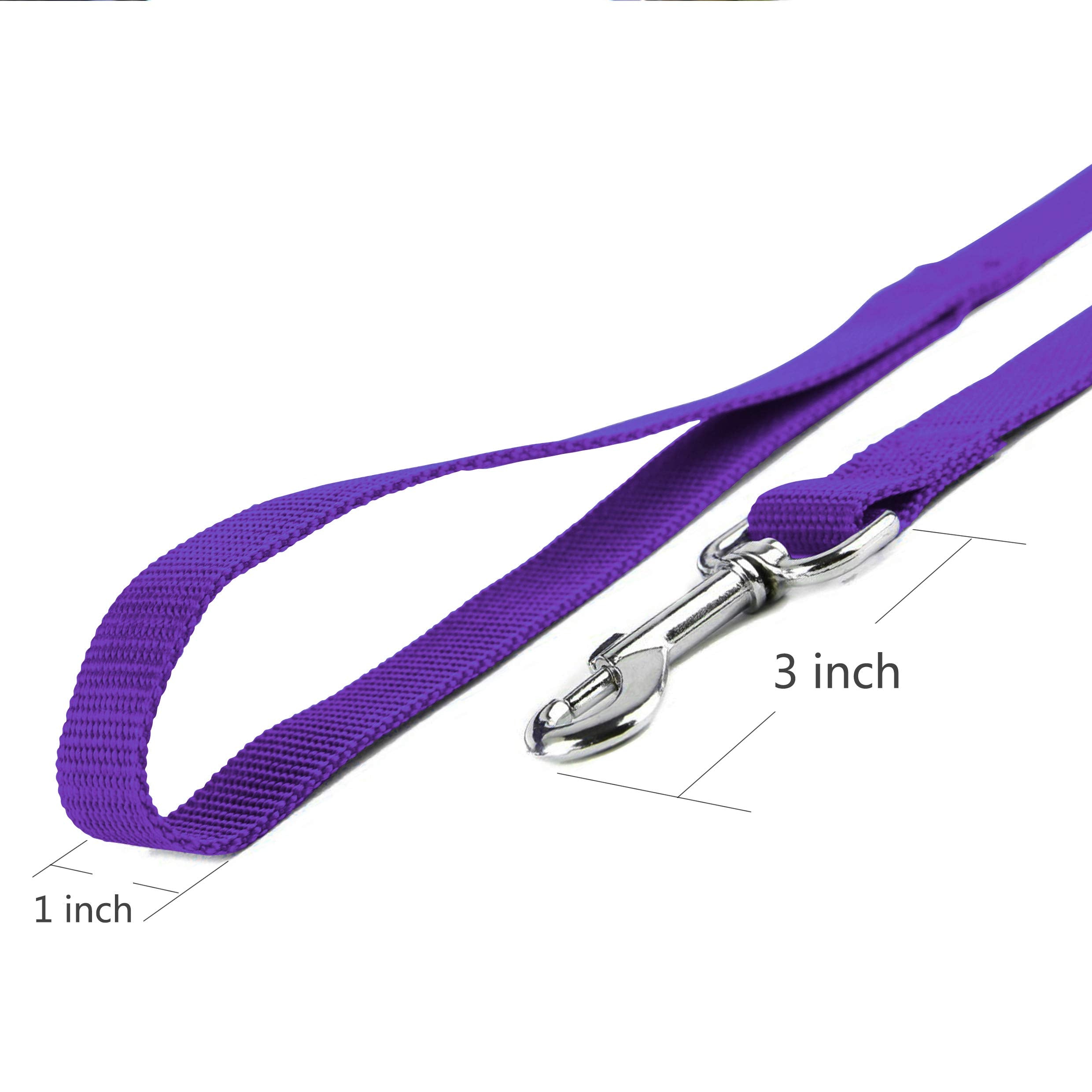 Jeckpat 10Ft Purple Dog Leashes - Obedience Recall Training Agility - Strong Traditional Style Extra Long Leads For Large, Mediu