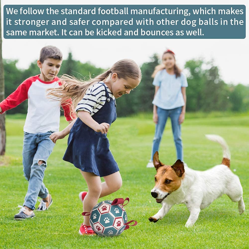 Qdan Dog Toys Soccer Ball, Interactive Dog Toys For Tug Of War, Dog Tug Toy, Dog Water Toy, Durable Dog Balls For Small & Medium