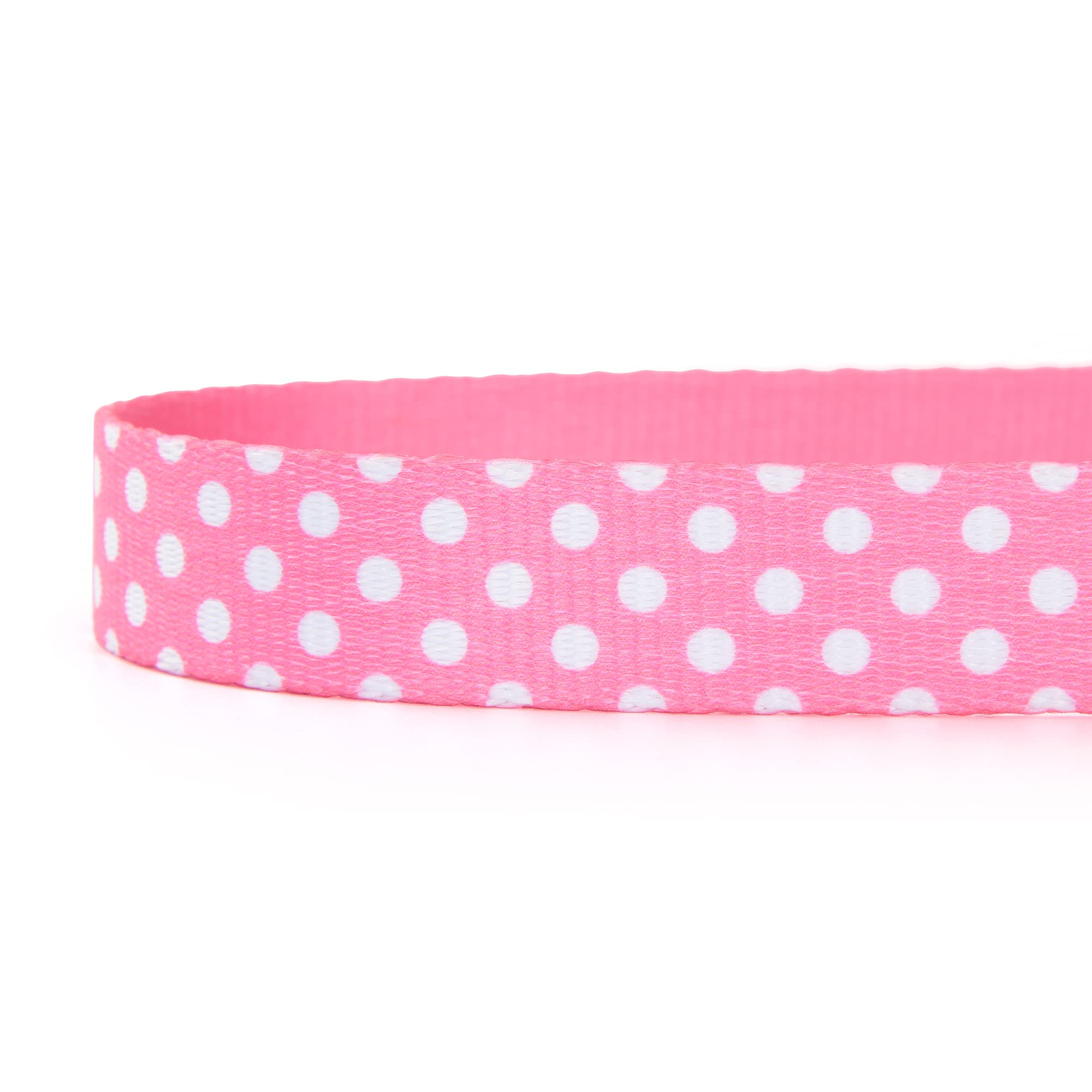 Mile High Life Dog Collar | Cute Puppy Collars | Lightweight Girl Dog Collar | Soft Boy Dog Collars | W Geometric Plaid Wave Line Pattern (Pink Dots, Small)