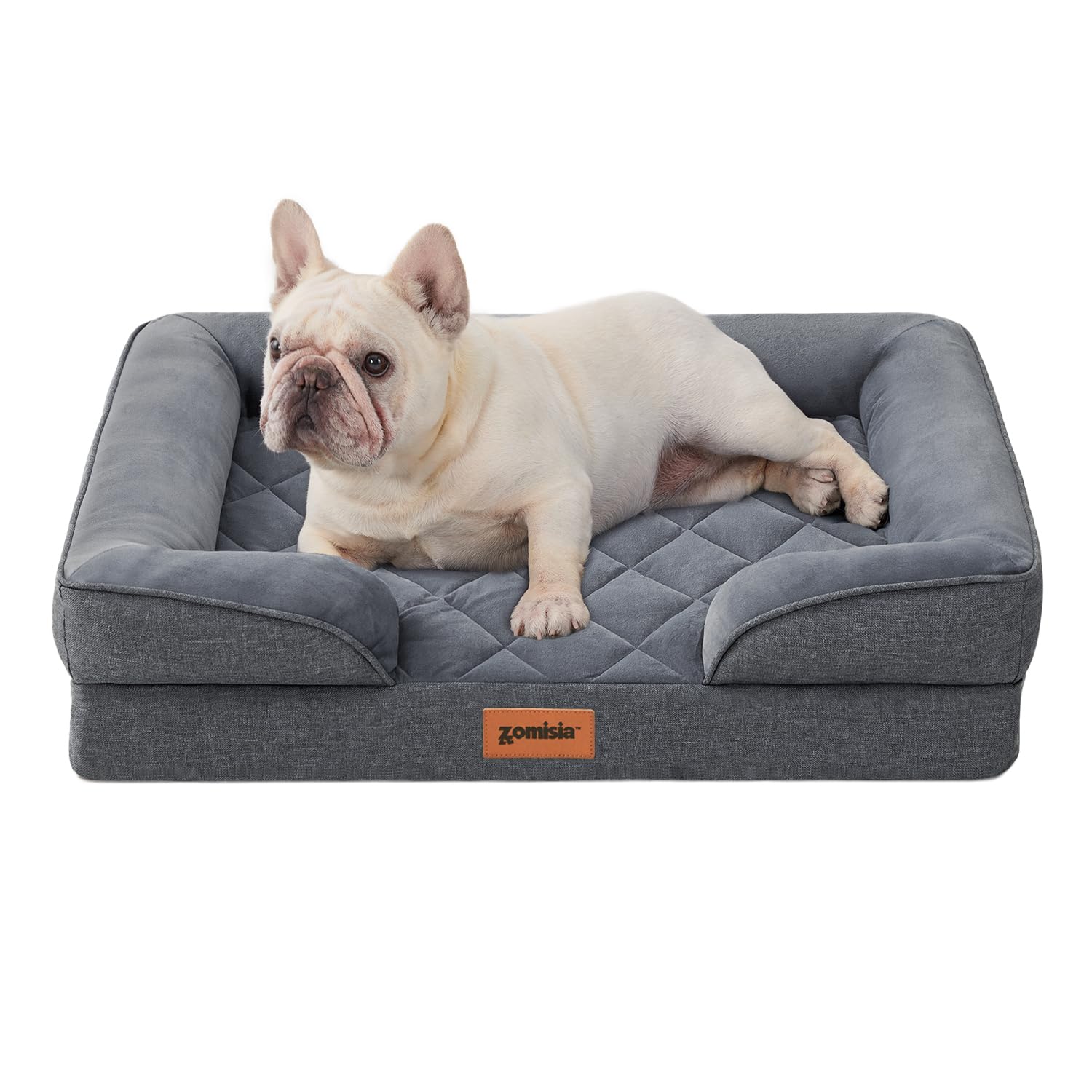 Zomisia Orthopedic Dog Bed For Medium Size Dogs, Washable Dog Beds With Bolsters, Memory Foam Pet Sofa Bed With Removable Waterp