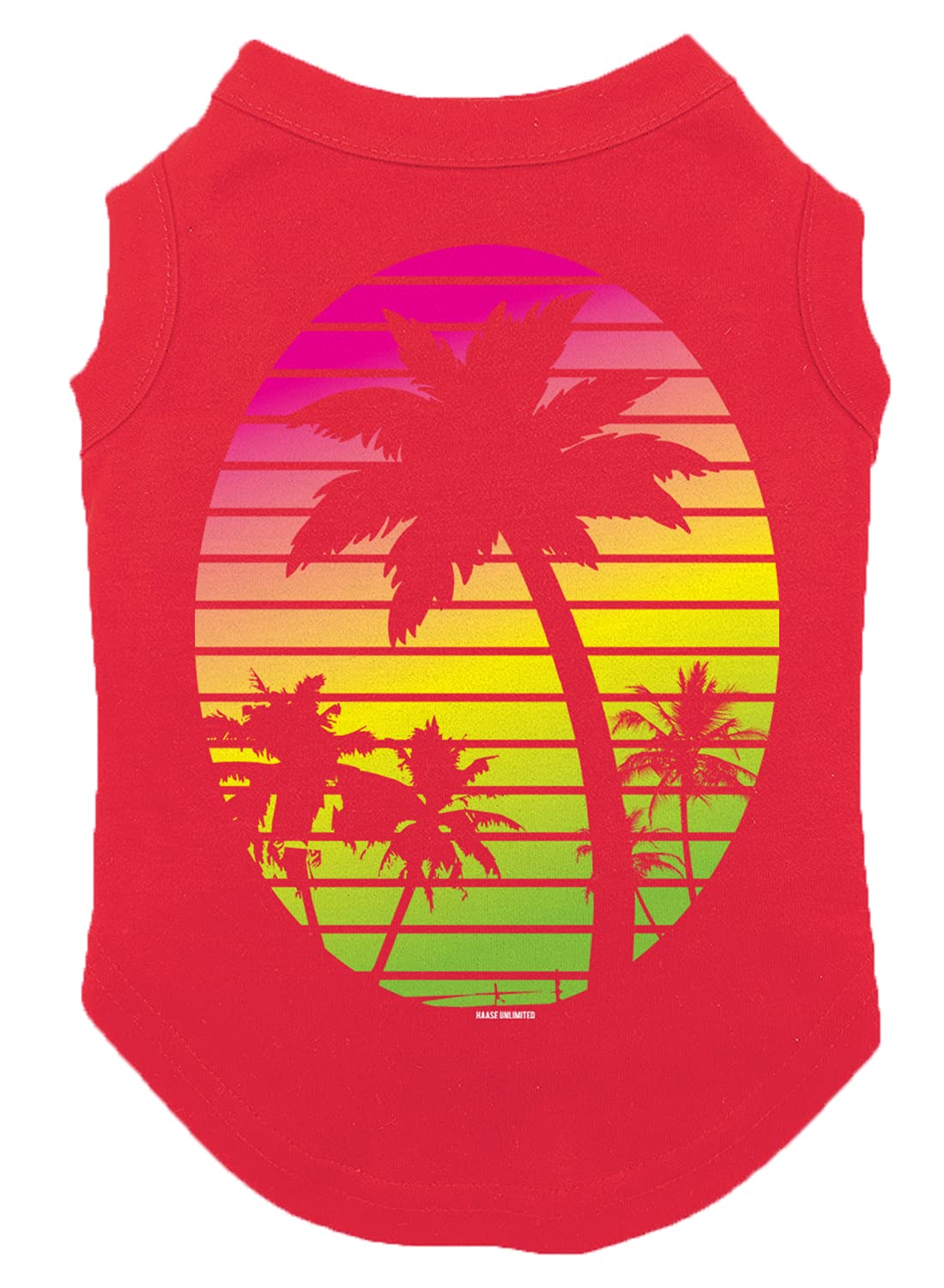 Palm Tree Scene - Dog Shirt (Red, Small)