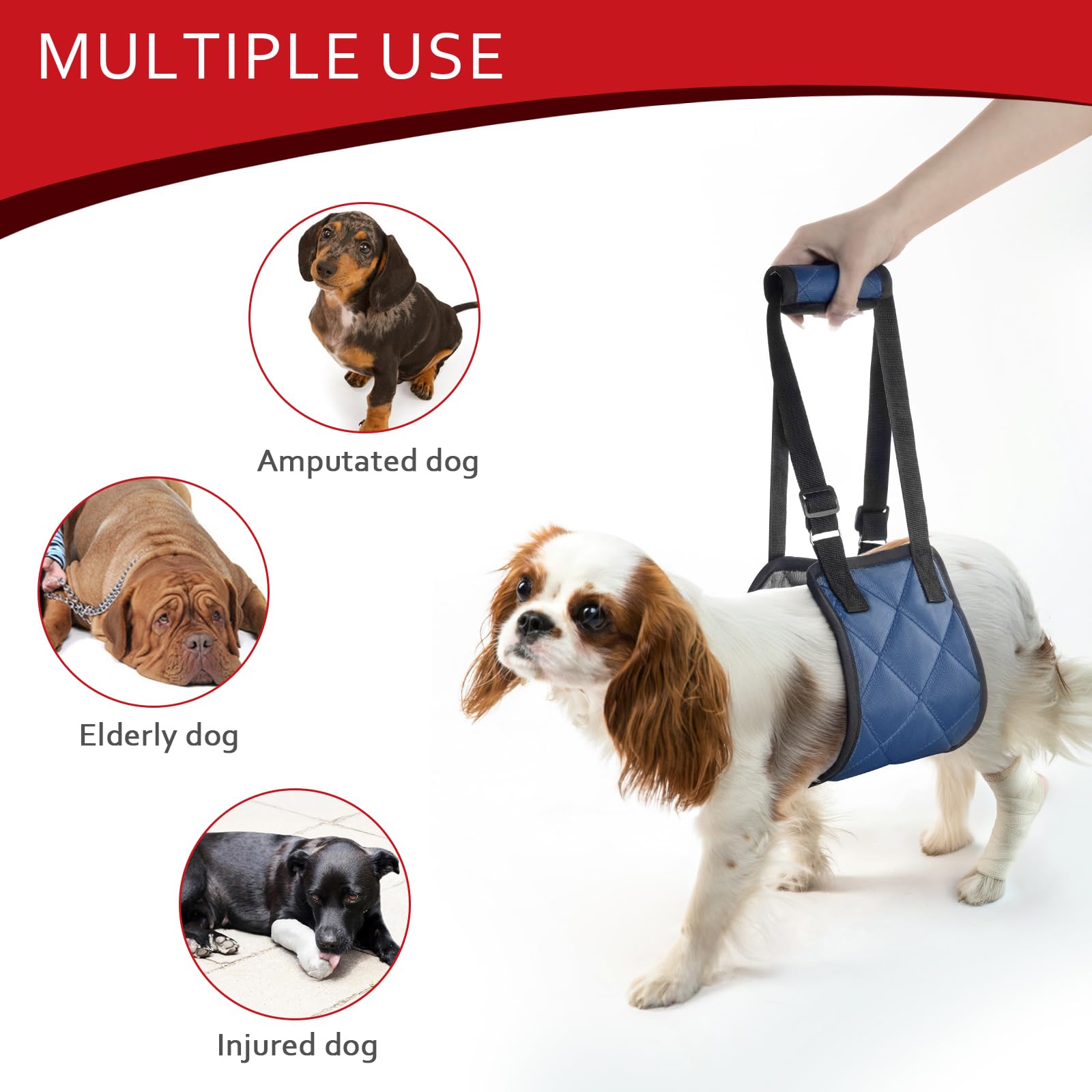 Adjustable Dog Sling Dog Lift Harness For X-Large Dogs, Hind Leg Support Portable Soft Lift Support And Rehab Harness For Weak R