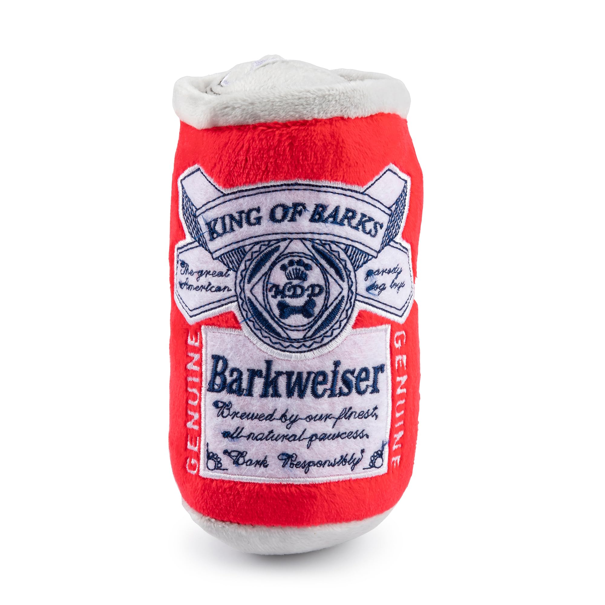 Haute Diggity Dog Barkweiser Beer Can, Plush Designer Dog Toys With Interactive Squeaker, Stimulating Pet Enrichment, Machine-Wa