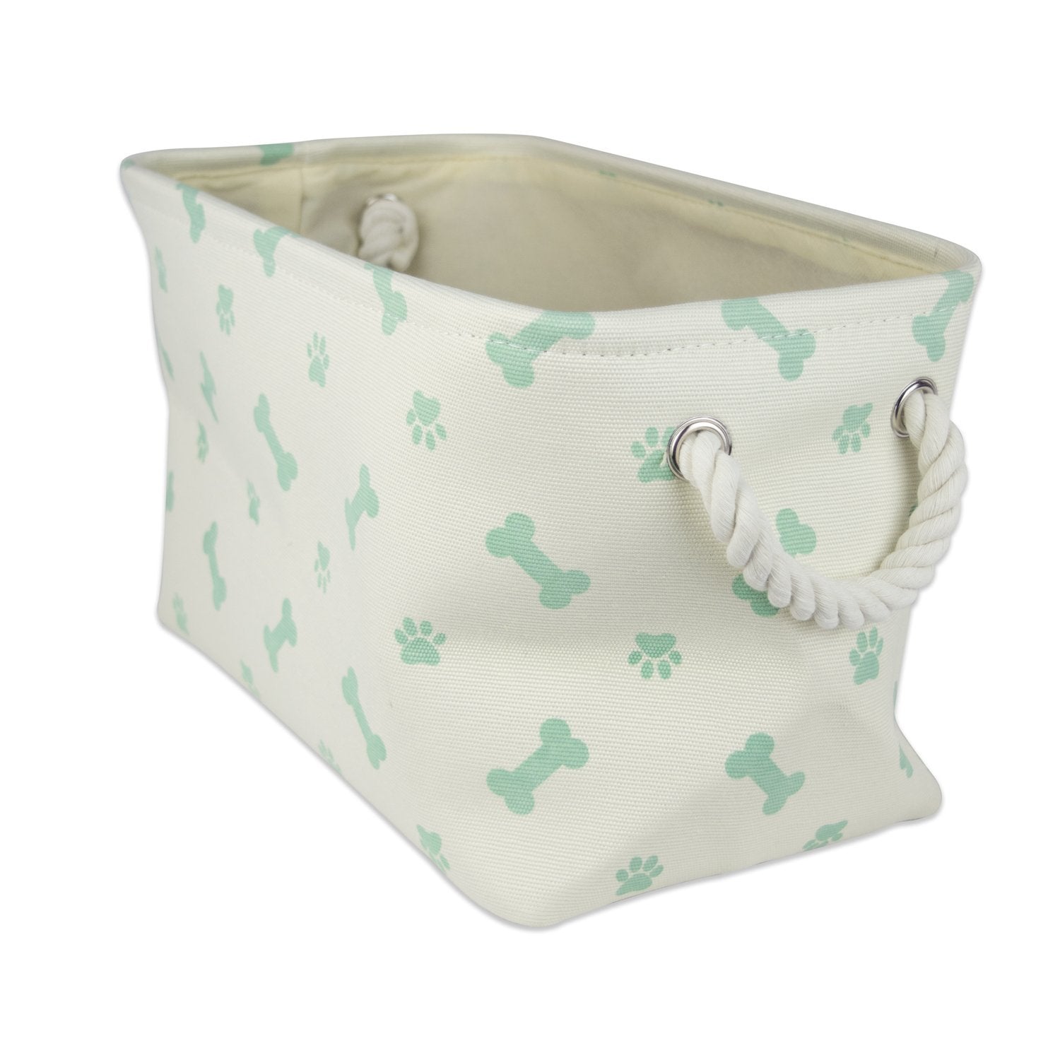 Bone Dry Pet Storage Collection Paw and Bone Print, Small Rectangle, 14x8x9, Mint