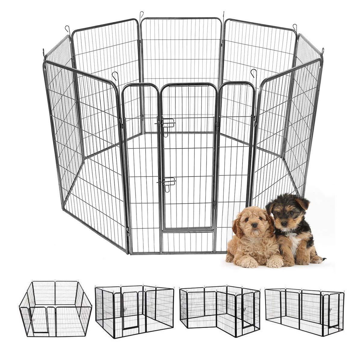Giantex 16/8 Panel Pet Playpen with Door, Foldable Dog Exercise Pen, Portable Configurable Cat Chicken Rabbit Fence Outdoor Outd