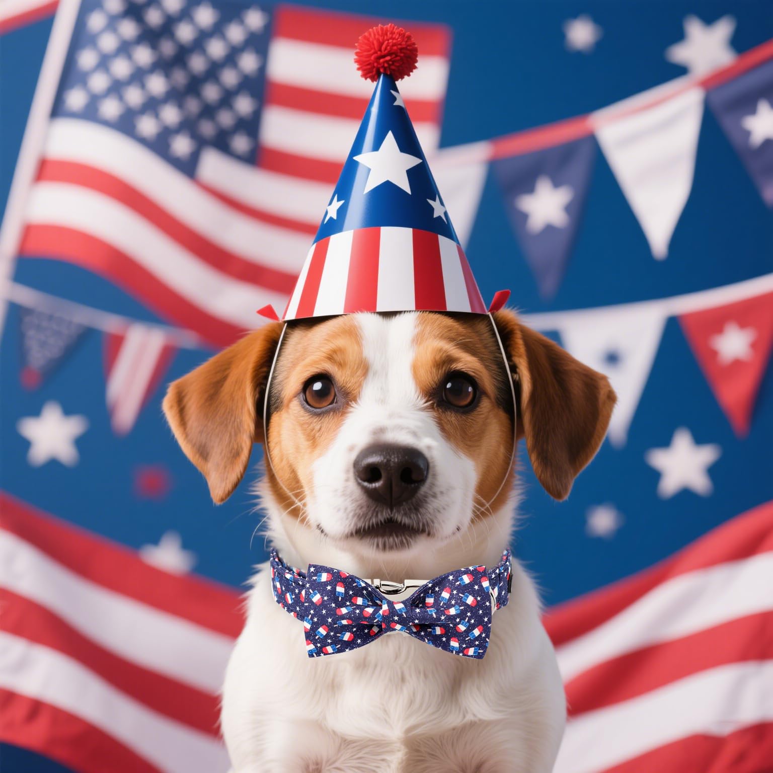 Maca Bates American Flag 4Th Of July Dog Collar With Bow Tie For Dogs Bowtie 4 Of 7 Summer Blue Adjustable Durable Patriotic Col